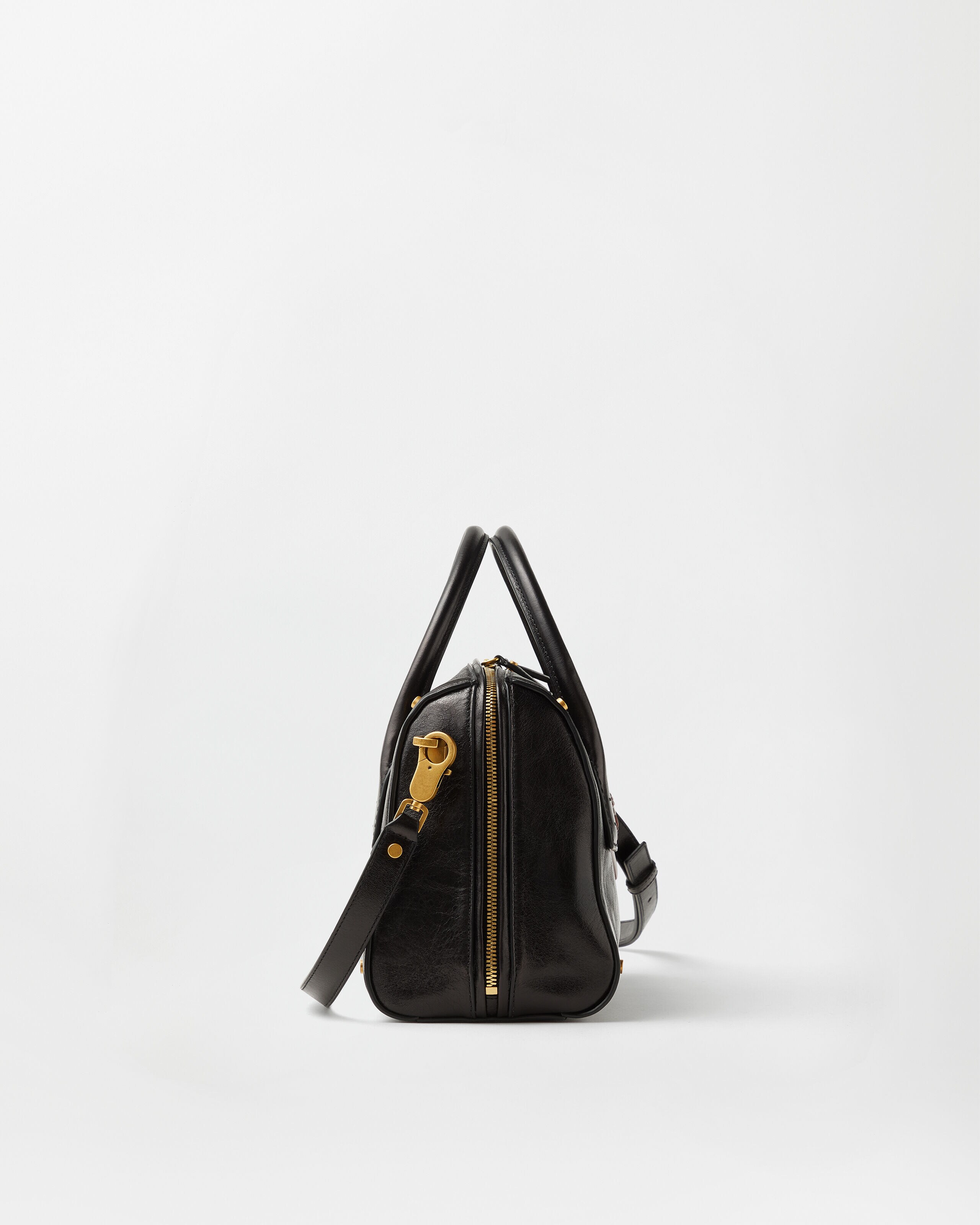 ルーミー レザー ボストン バッグ ブラック,ブラウン | VERSACE JP
