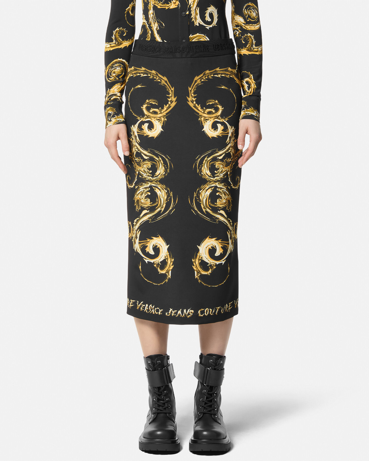 クロモ クチュール ペンシル ミディ スカート | VERSACE JP