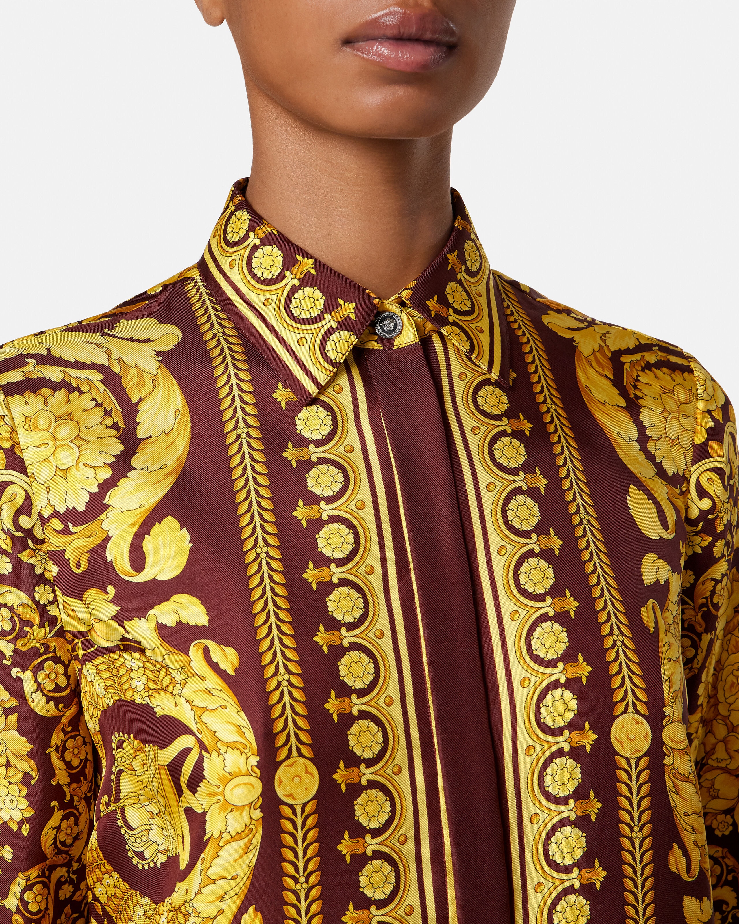 プリント シルク シャツ バーガンディ,ゴールド | VERSACE JP