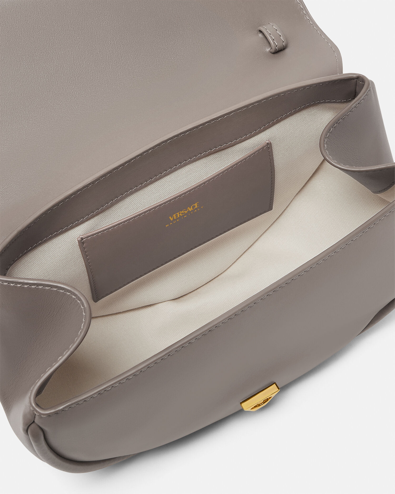 ヴィルトゥス レザー ショルダーバッグ グレー | VERSACE JP