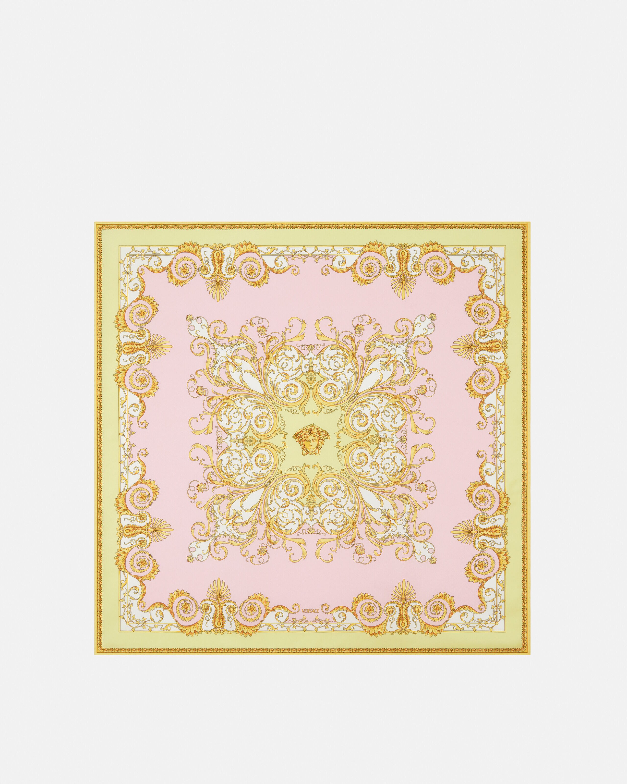 プリント シルク ツイル スカーフ 90 cm イエロー,ピンク | VERSACE JP