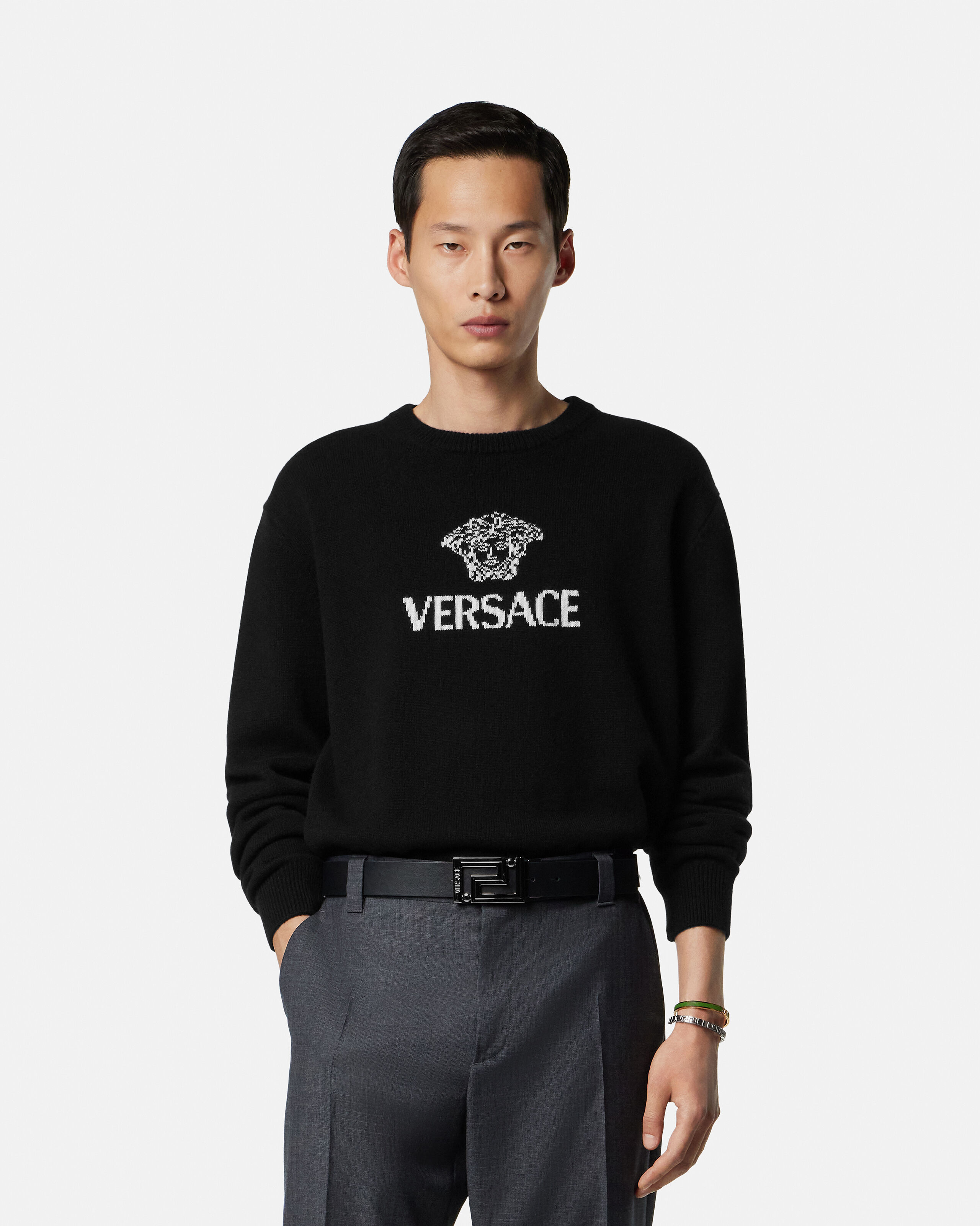 インターシャ カシミヤ ニット セーター | VERSACE JP
