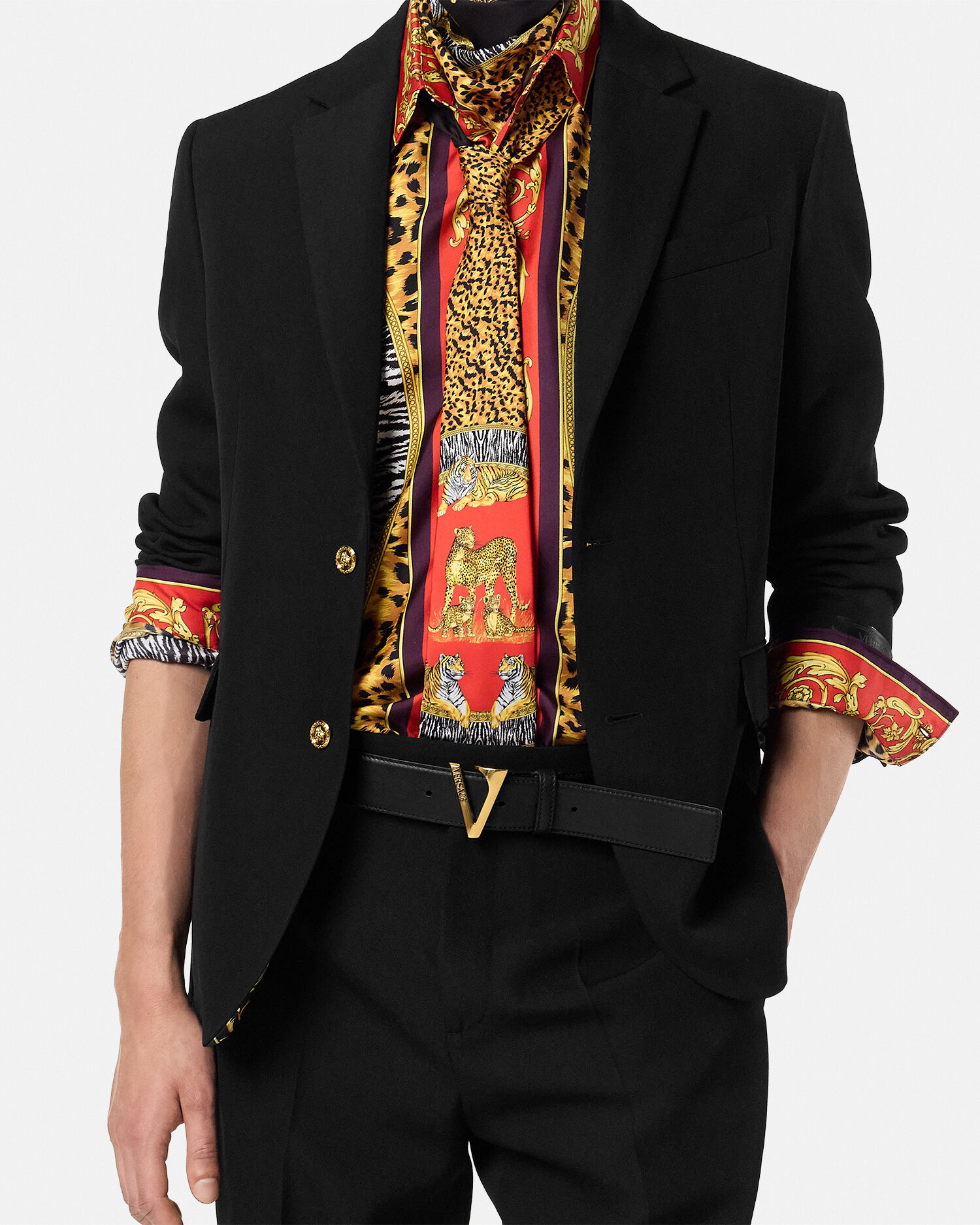 レターV レザー ベルト 4 cm | VERSACE JP