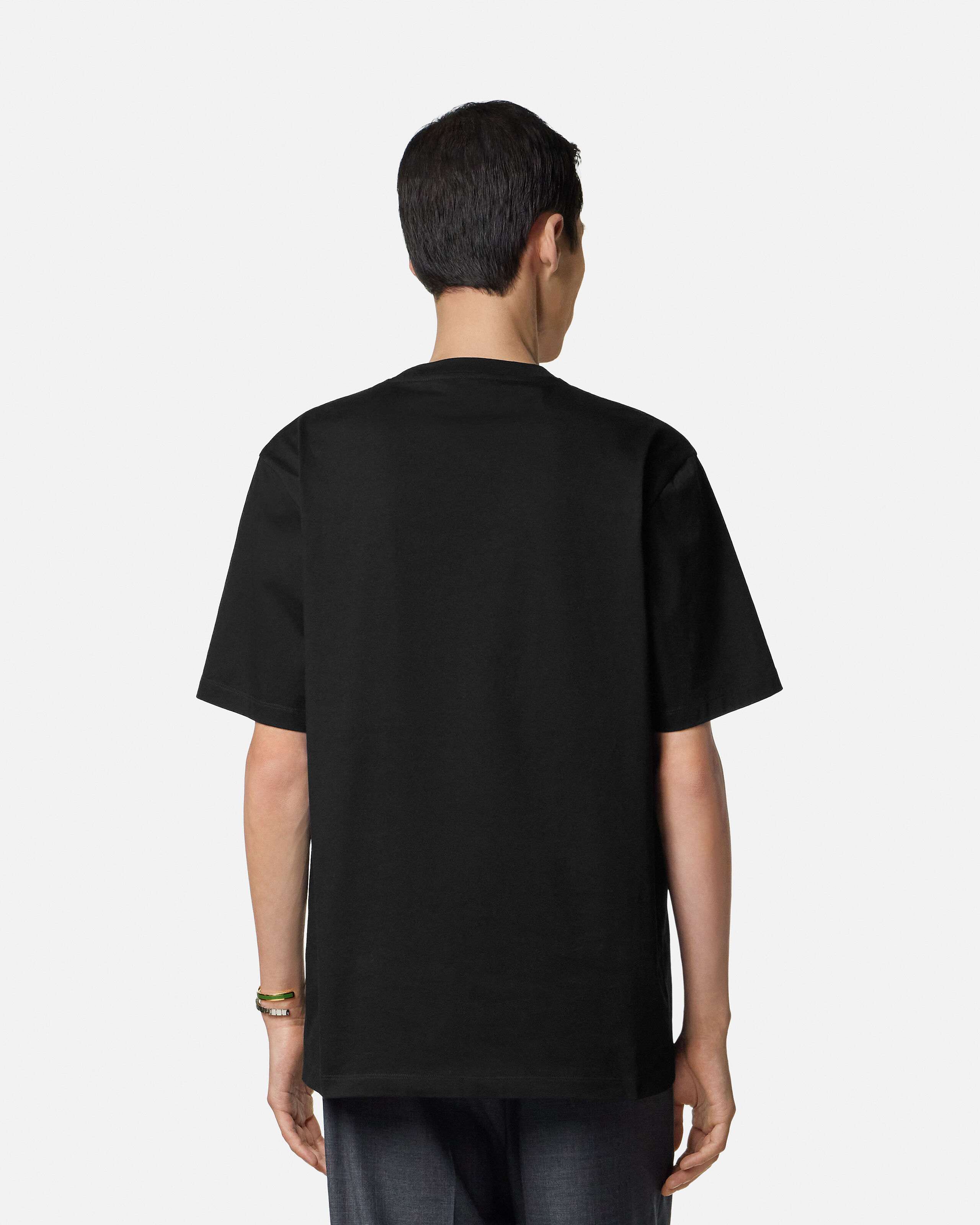 プリント コットンジャージー レギュラー Tシャツ ブラック | VERSACE JP