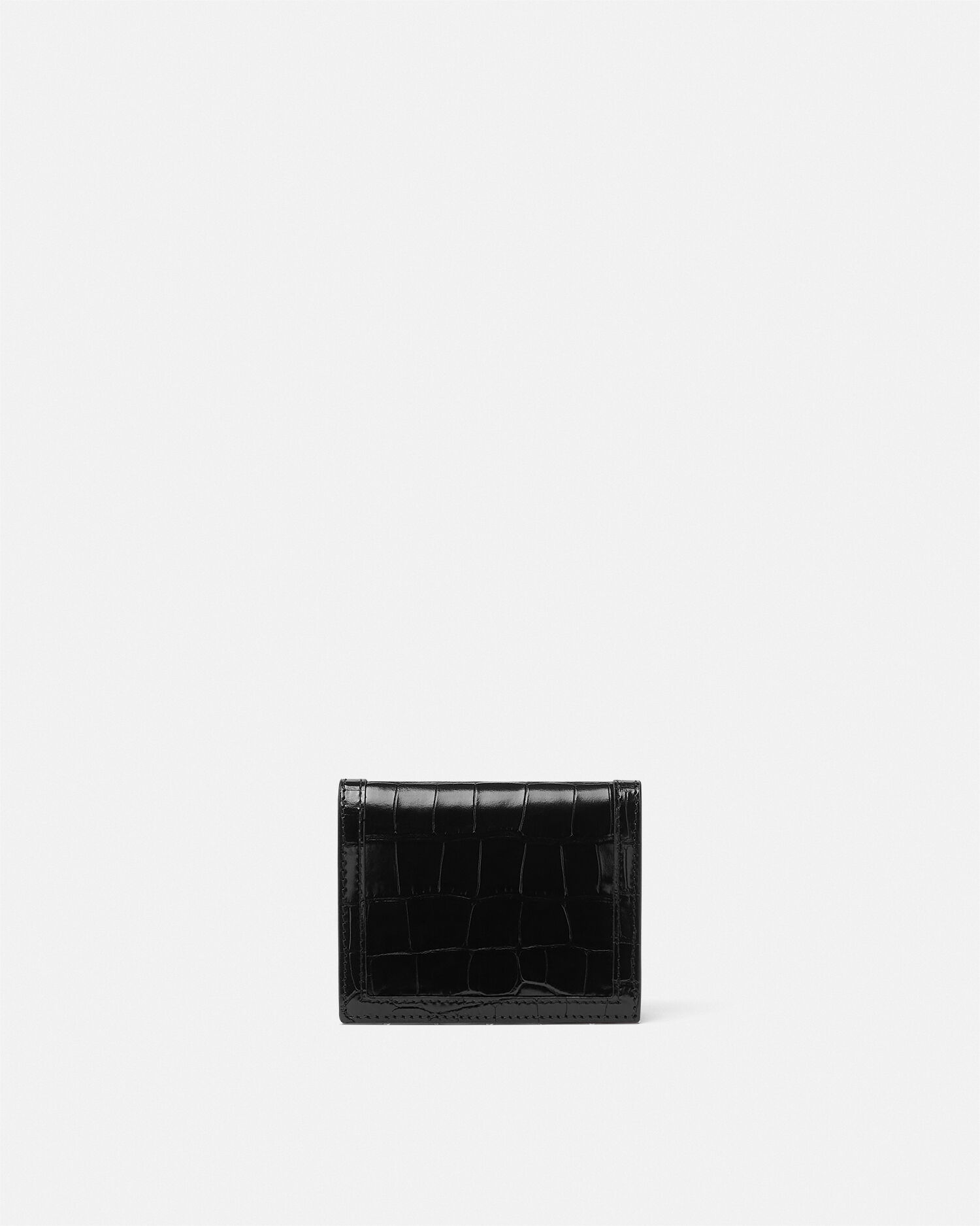 クロコ型押し グレカ ゴッデス ウォレット ブラック,ゴールド | VERSACE JP