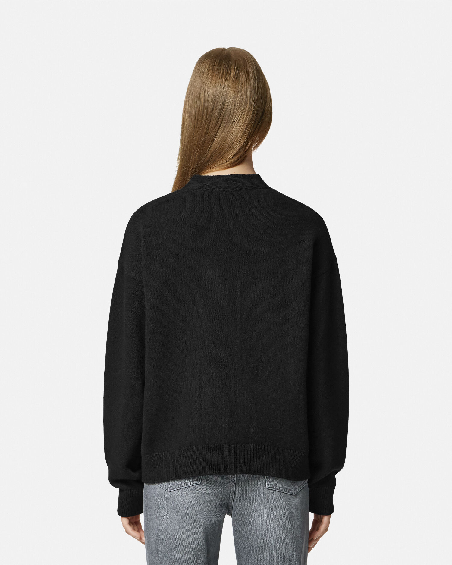 カシミヤウール ニット ボクシー カーディガン ブラック | VERSACE JP