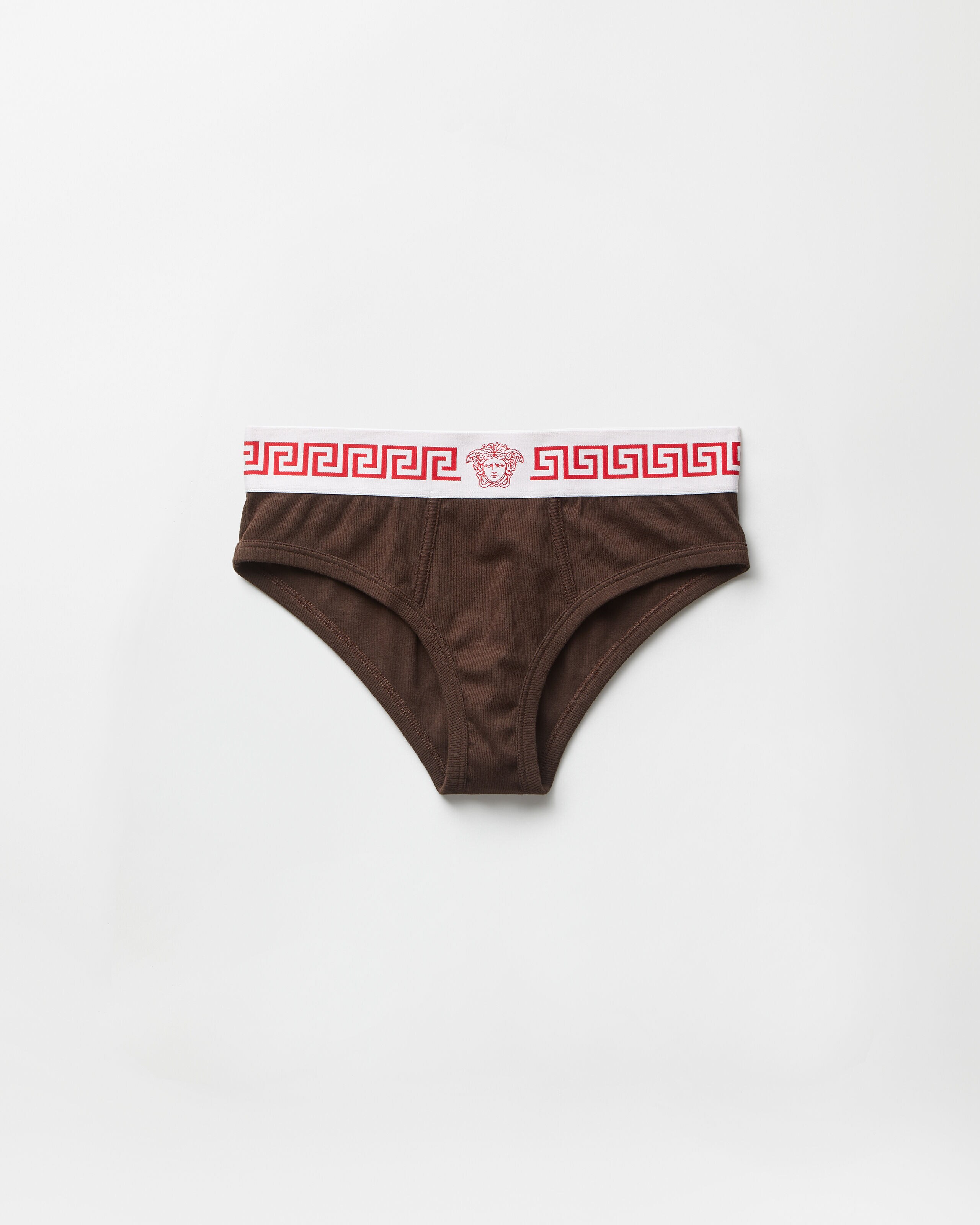 リブニット コットンジャージー ブリーフ ブラウン | VERSACE JP