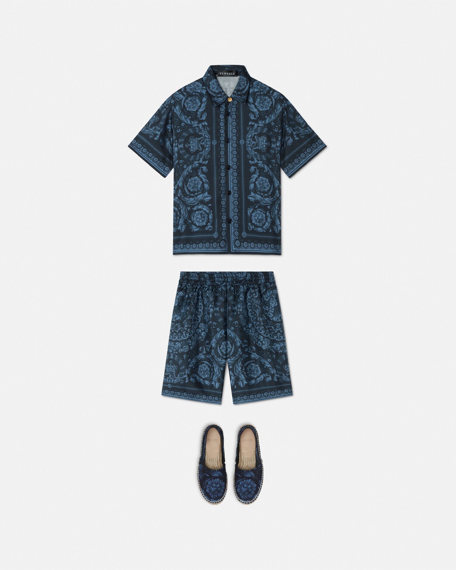VERSACE☆キッズ バロコダイル シルクシャツ ネイビーブルー バロッコ キッズ シルク シャツ ブルー,プリント | VERSACE JP