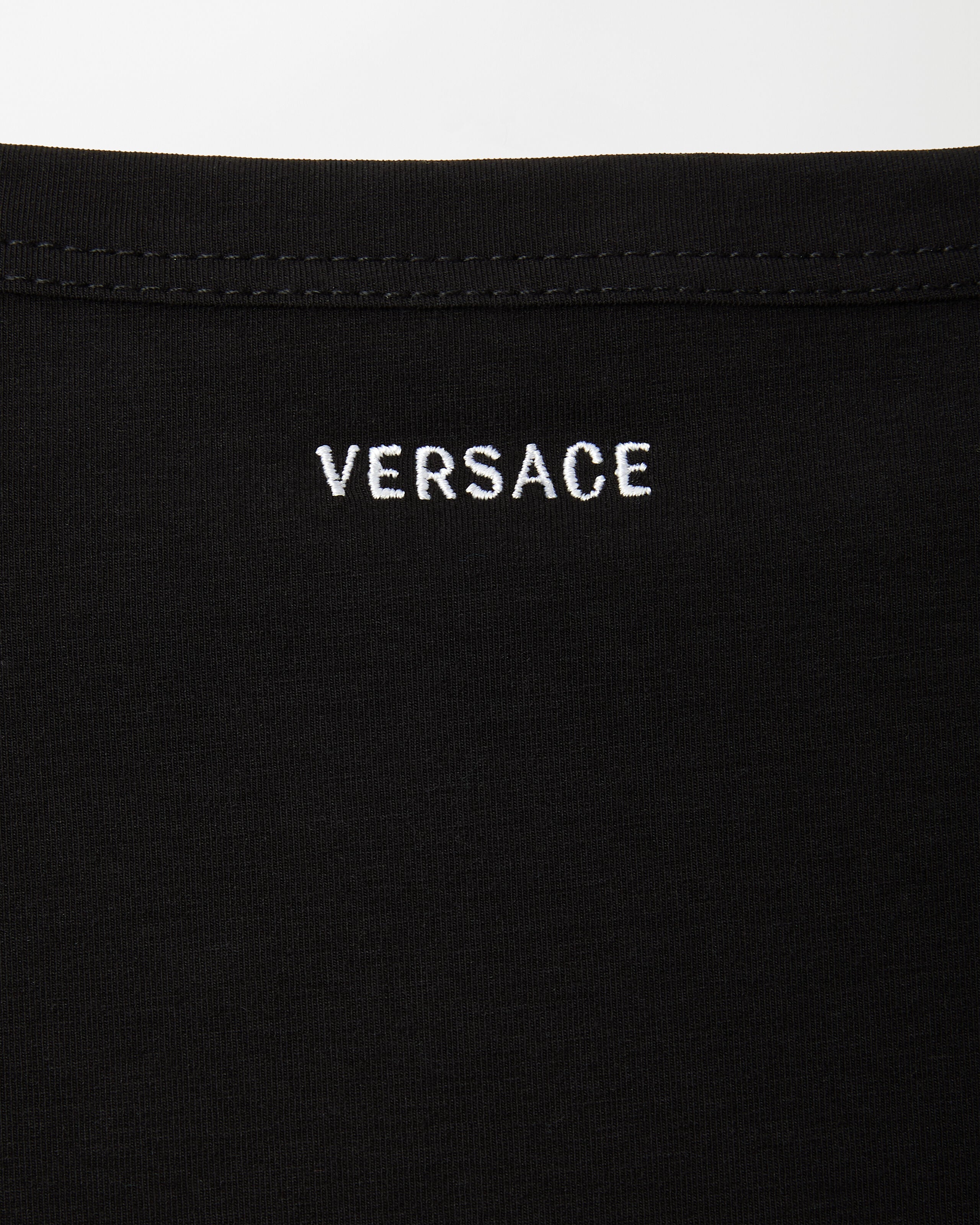刺繍入り コットンジャージー Tシャツ ブラック | VERSACE JP