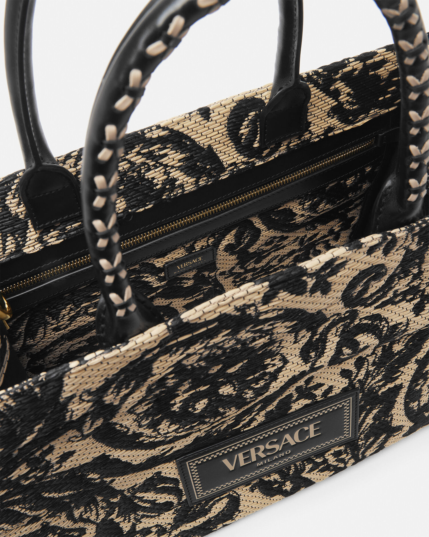 ふわふわタオル生地 VERSACE バロッコ柄 広げられるハンドバッグ org.jpg