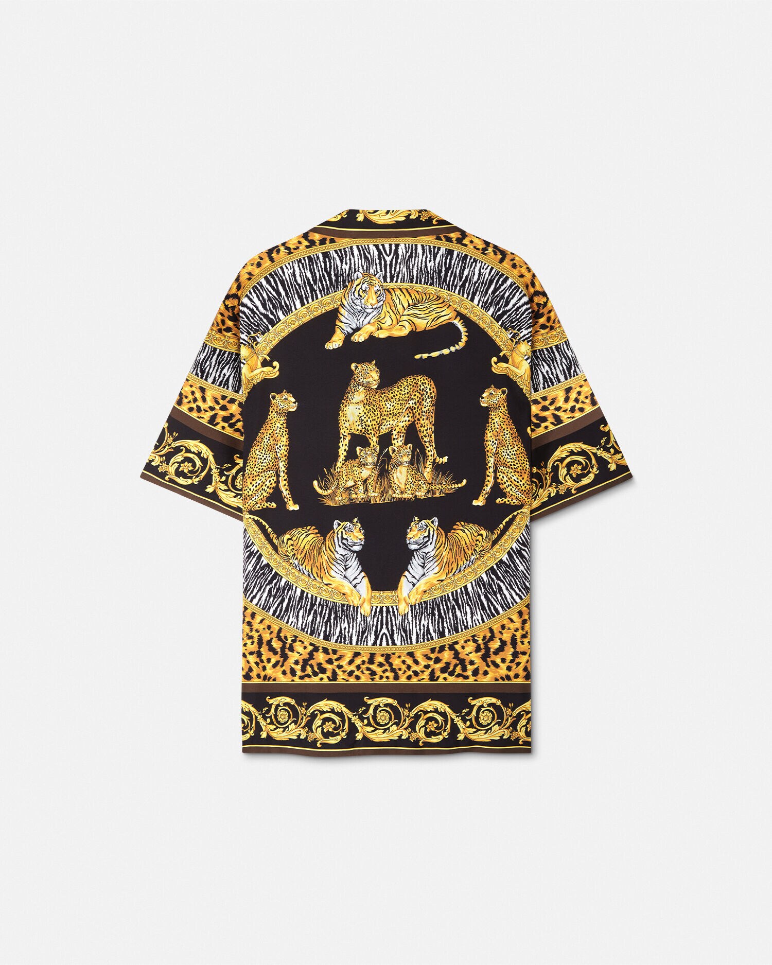 Versace シルクシャツ シルク シャツ ワイルド キャッツ ブラック,プリント | VERSACE JP