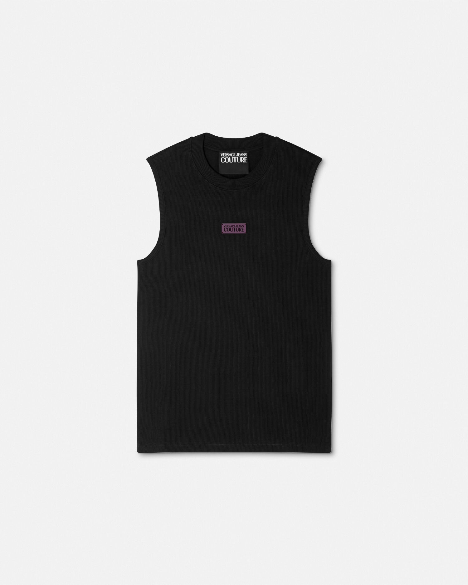 VERSACE JEANS COUTURE ブラックノースリーブ　ニット 90_E79GAF00M-