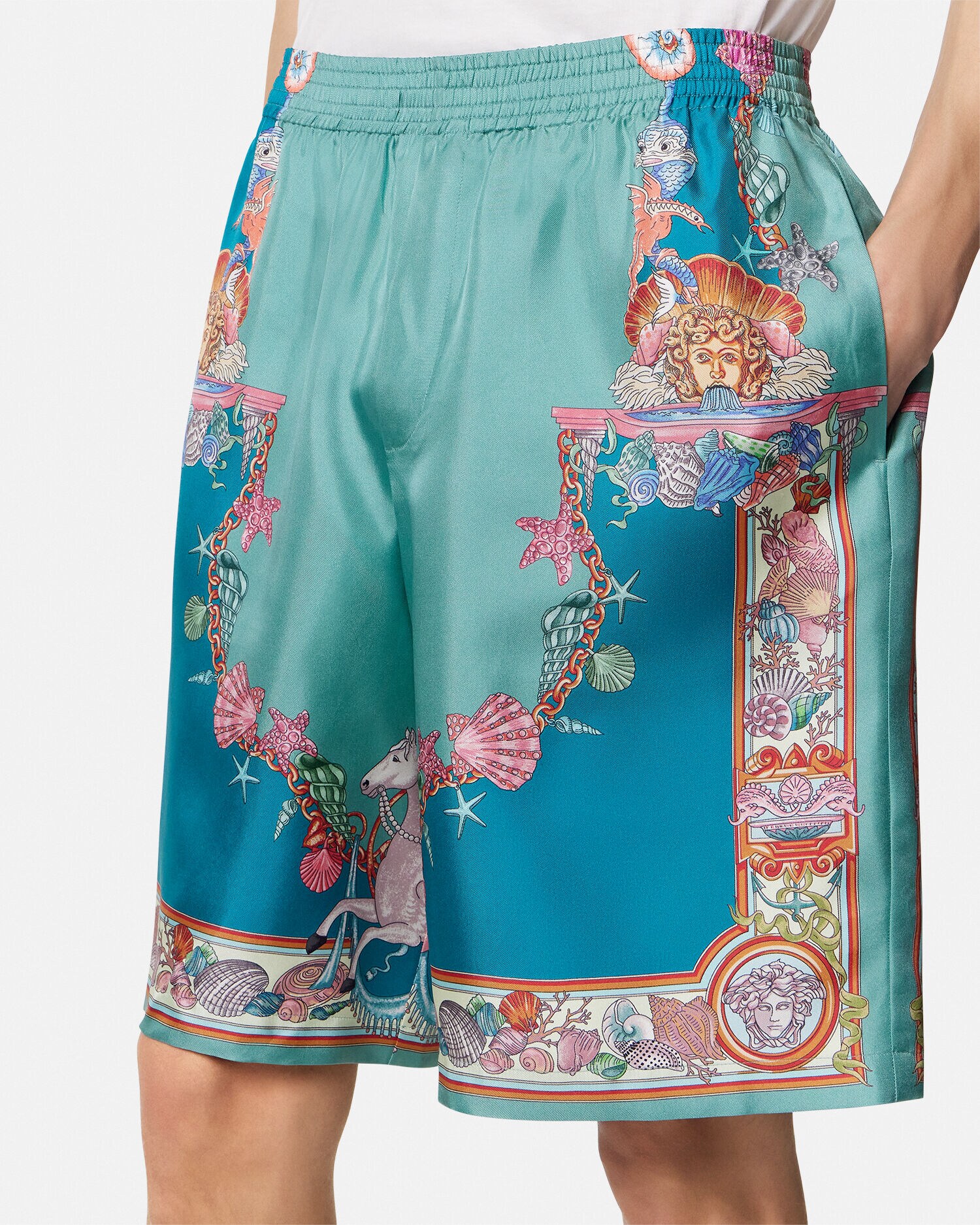 シルク ショートパンツ コーラル シアター グリーン,ブルー | VERSACE JP