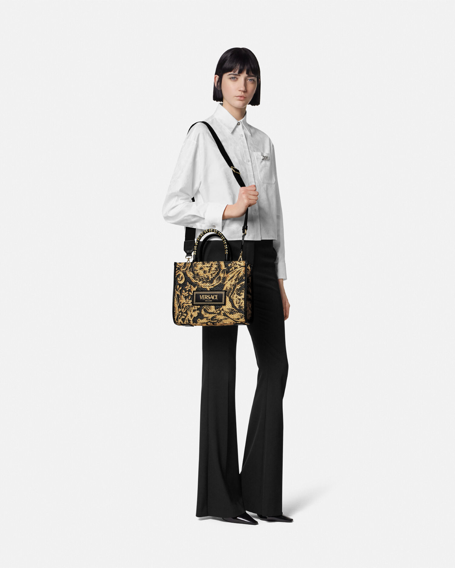 ヴェルサーチェ☆バロッコ アテナ スモールトートバッグ ラフィア スモール トート バッグ バロッコ アテナ | VERSACE JP