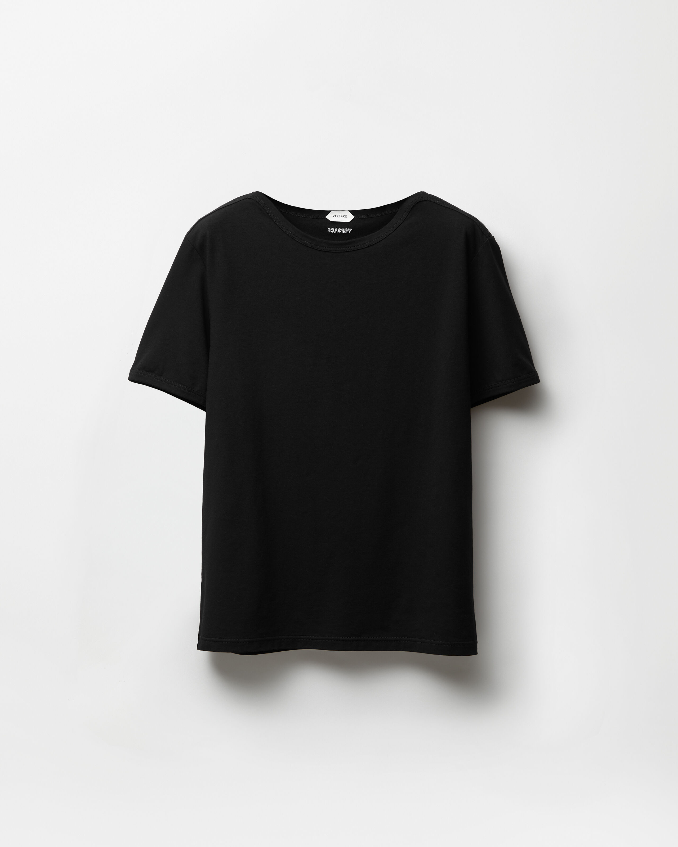 刺繍入り コットンジャージー Tシャツ ブラック | VERSACE JP