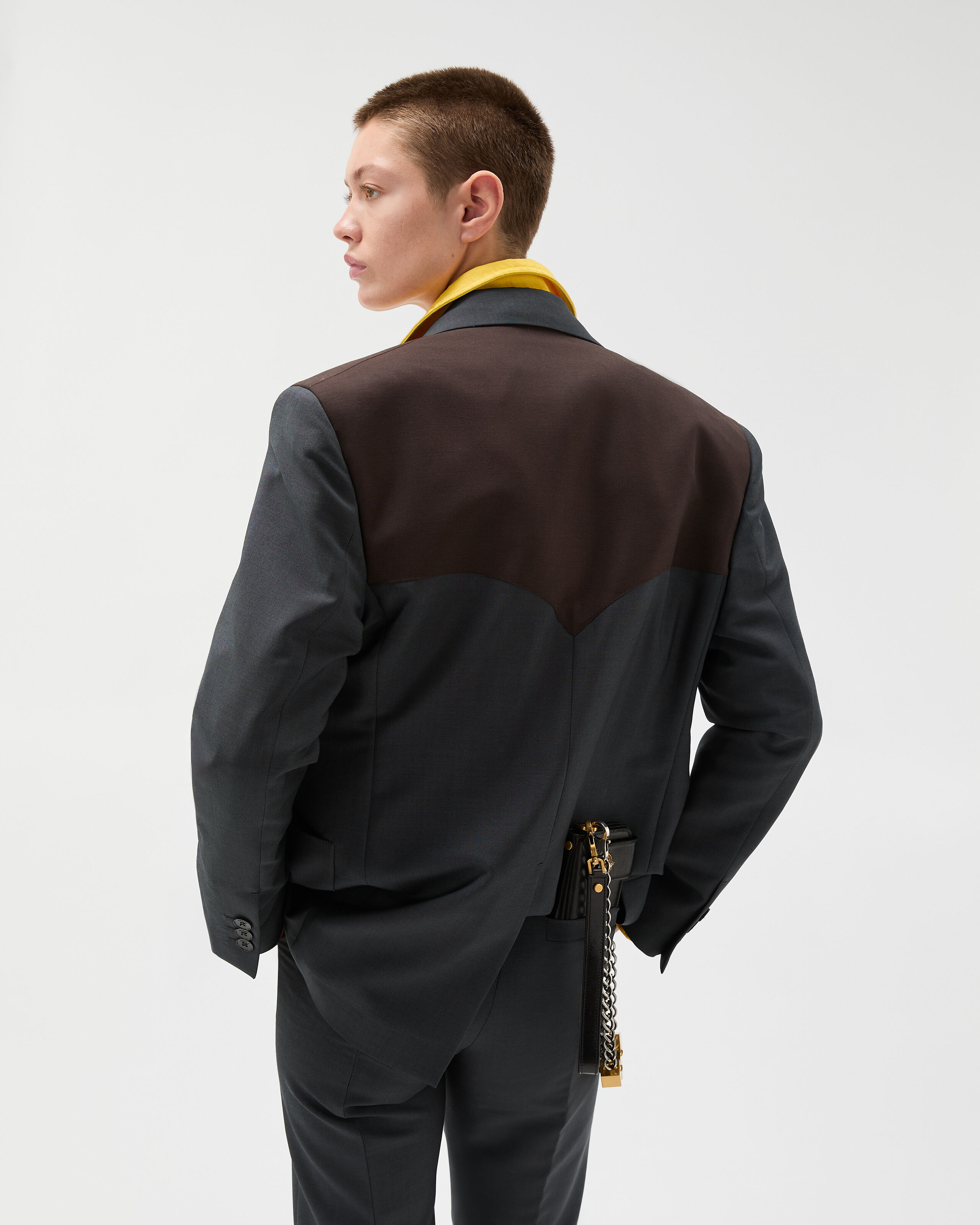 ウール モヘア ブレザー グレー,ブラウン | VERSACE JP