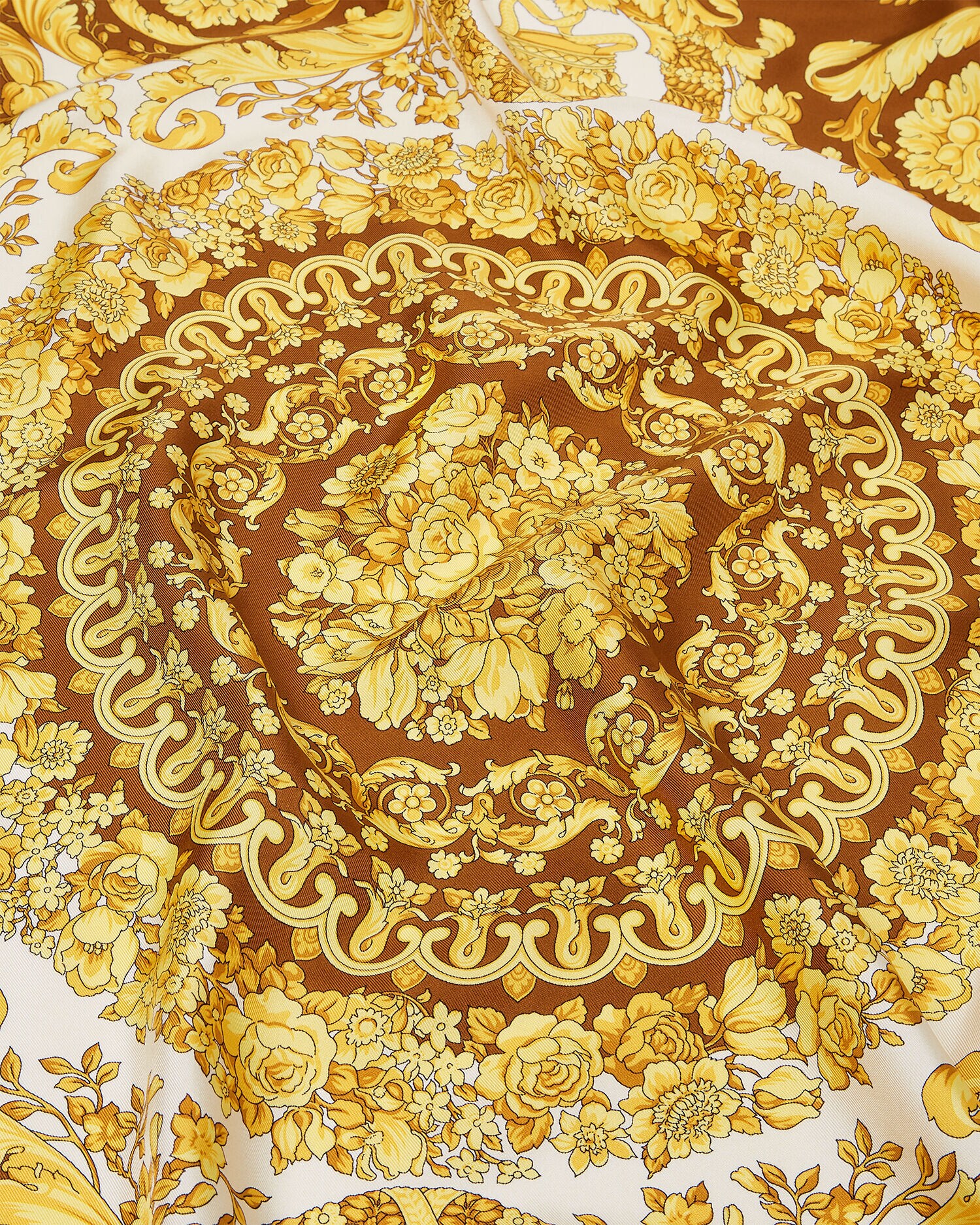 シルク スカーフ 70 cm バロッコ ブラウン,ゴールド | VERSACE JP