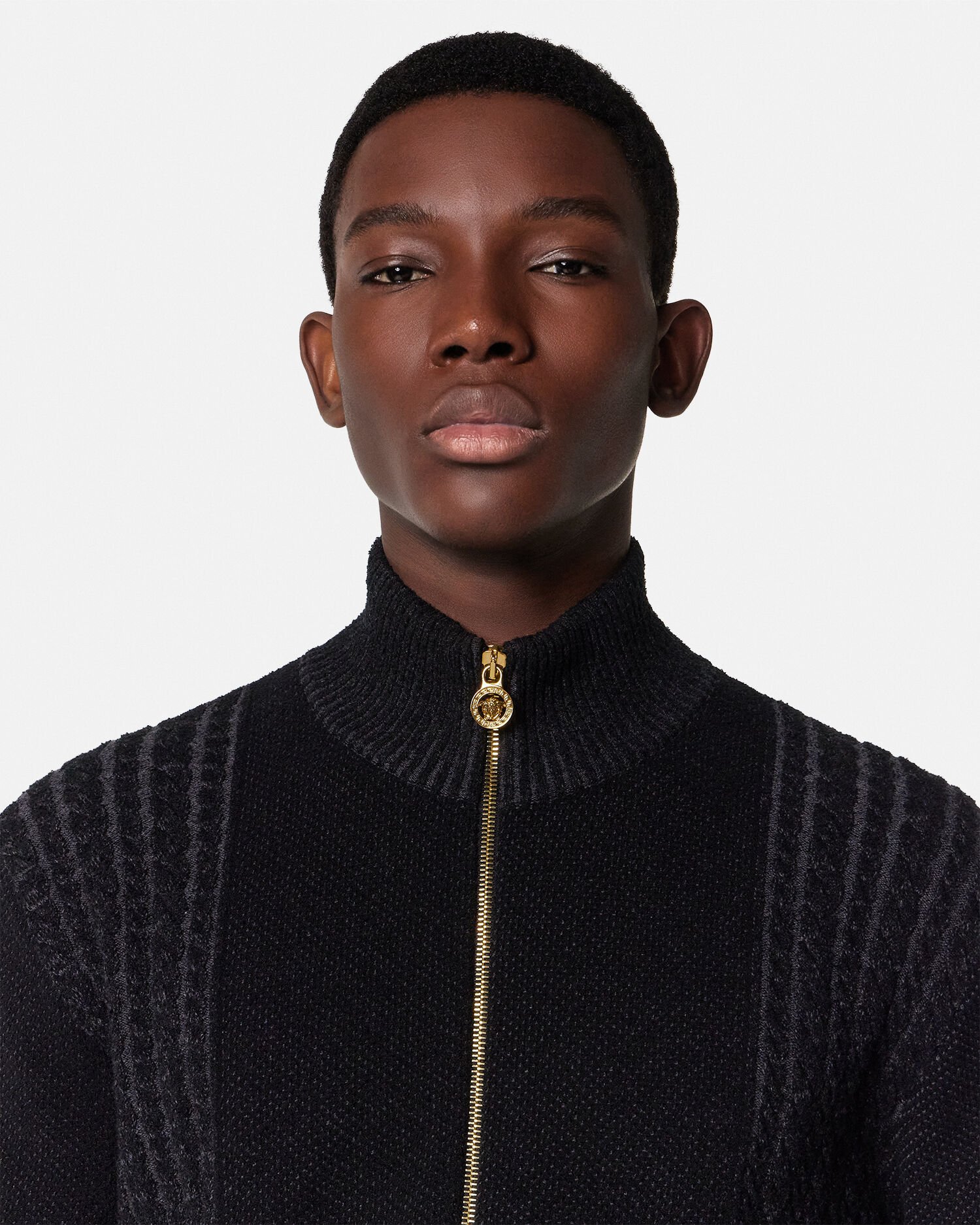 ジャカード ジッパー ニット セーター メドゥーサ グレー | VERSACE JP