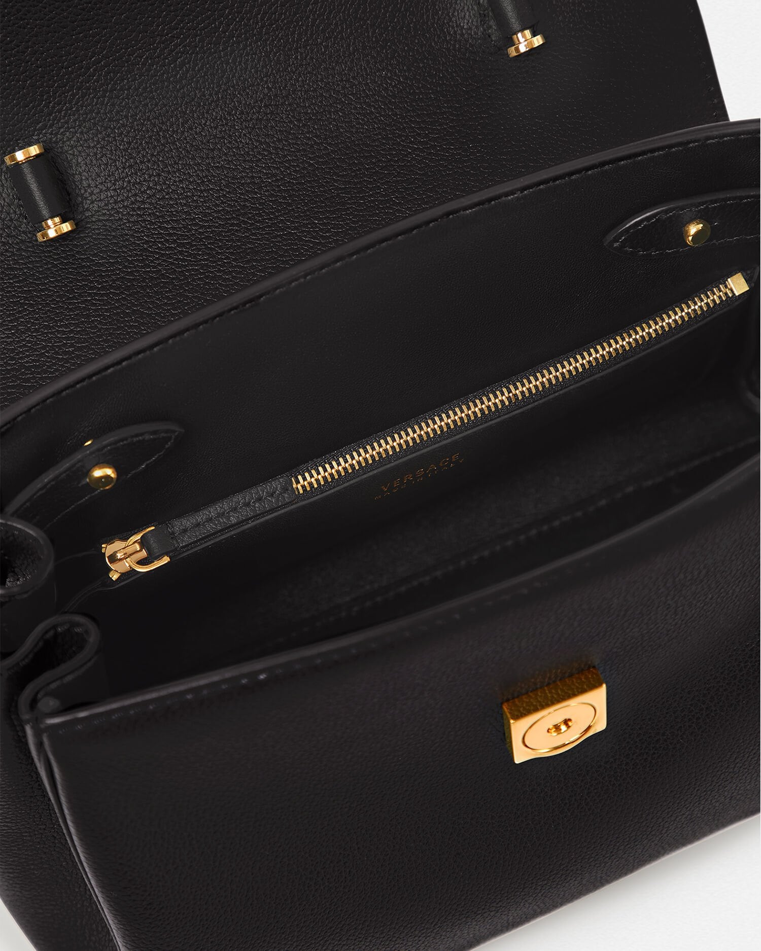 ラ メドゥーサ レザー トップハンドル ブラック | VERSACE JP