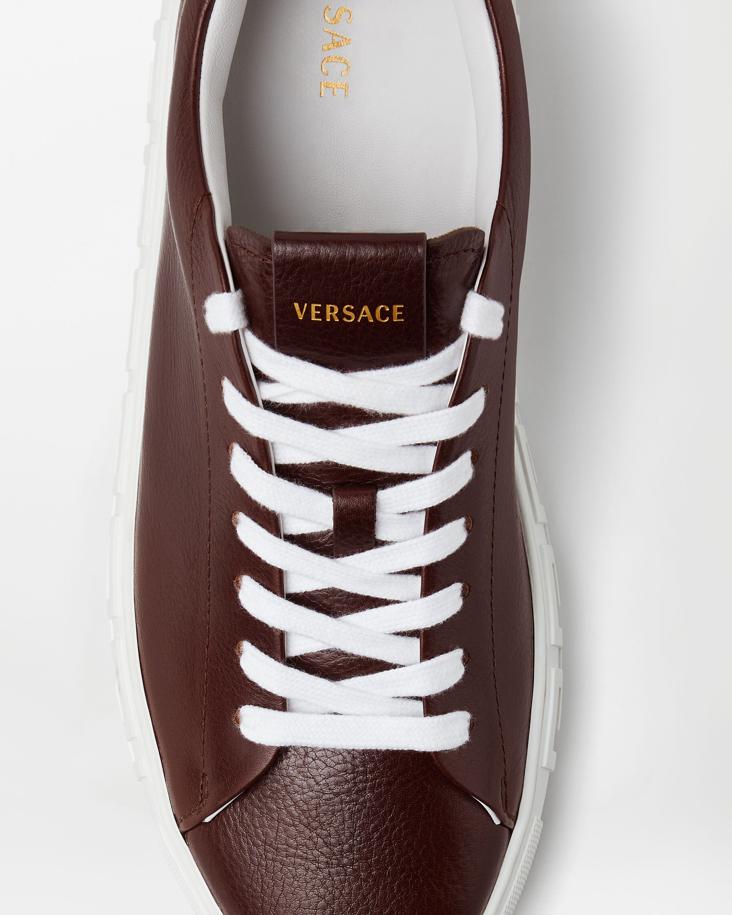 グレカ レザー スニーカー ブラウン | VERSACE JP