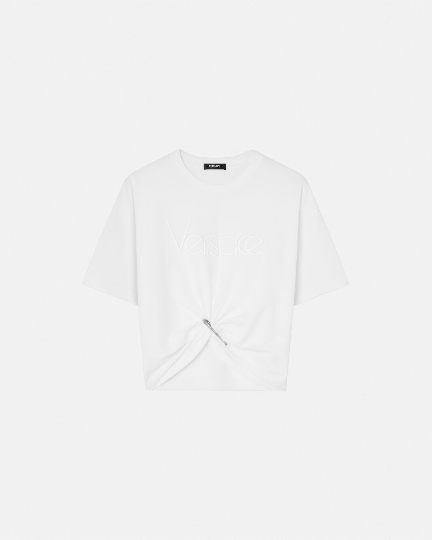 VERSACE クロップ Tシャツ 1978 リエディション ロゴ クロップ Tシャツ 1978 リエディション ロゴ セーフティー ピン