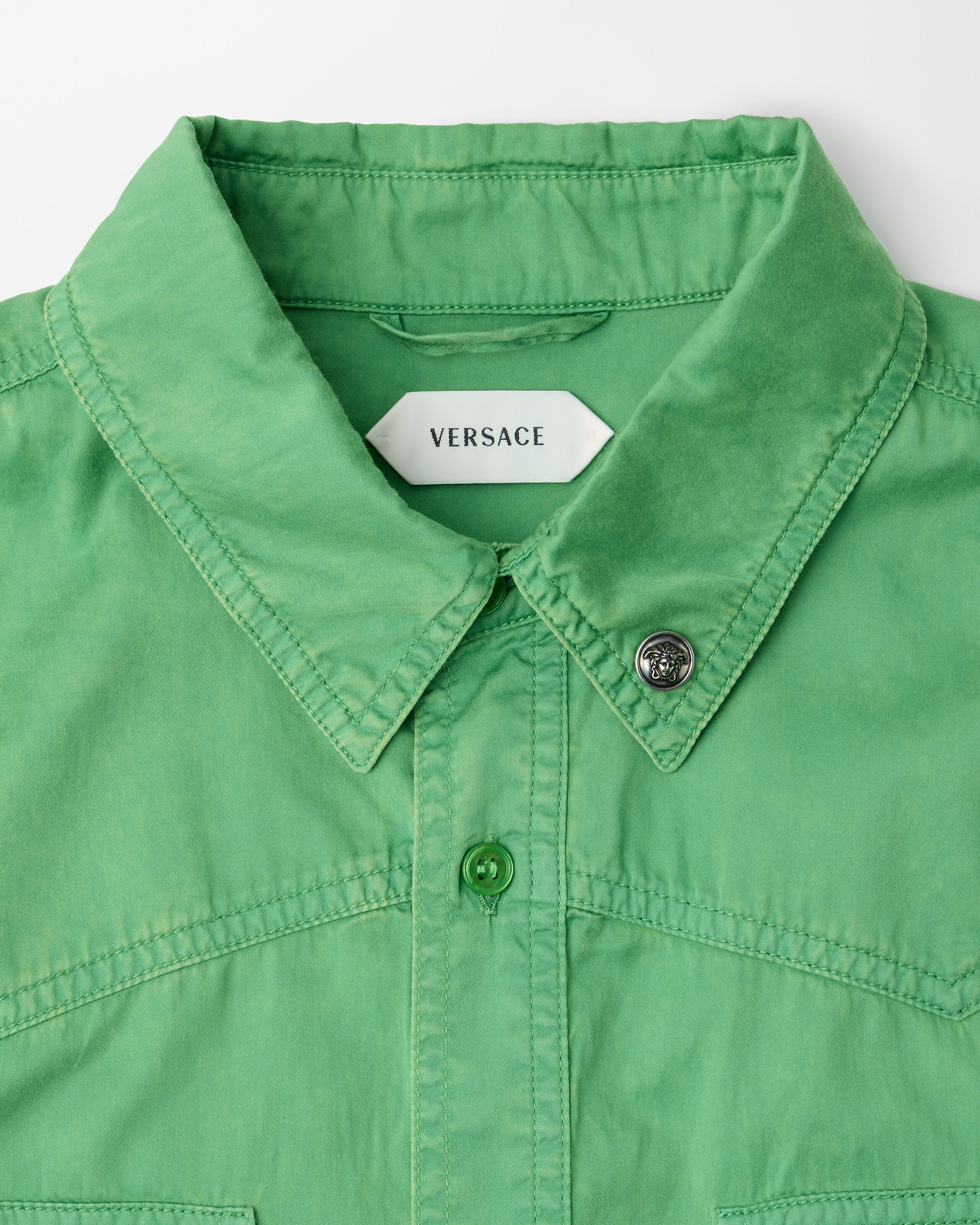 コットン スリム シャツ グリーン | VERSACE JP