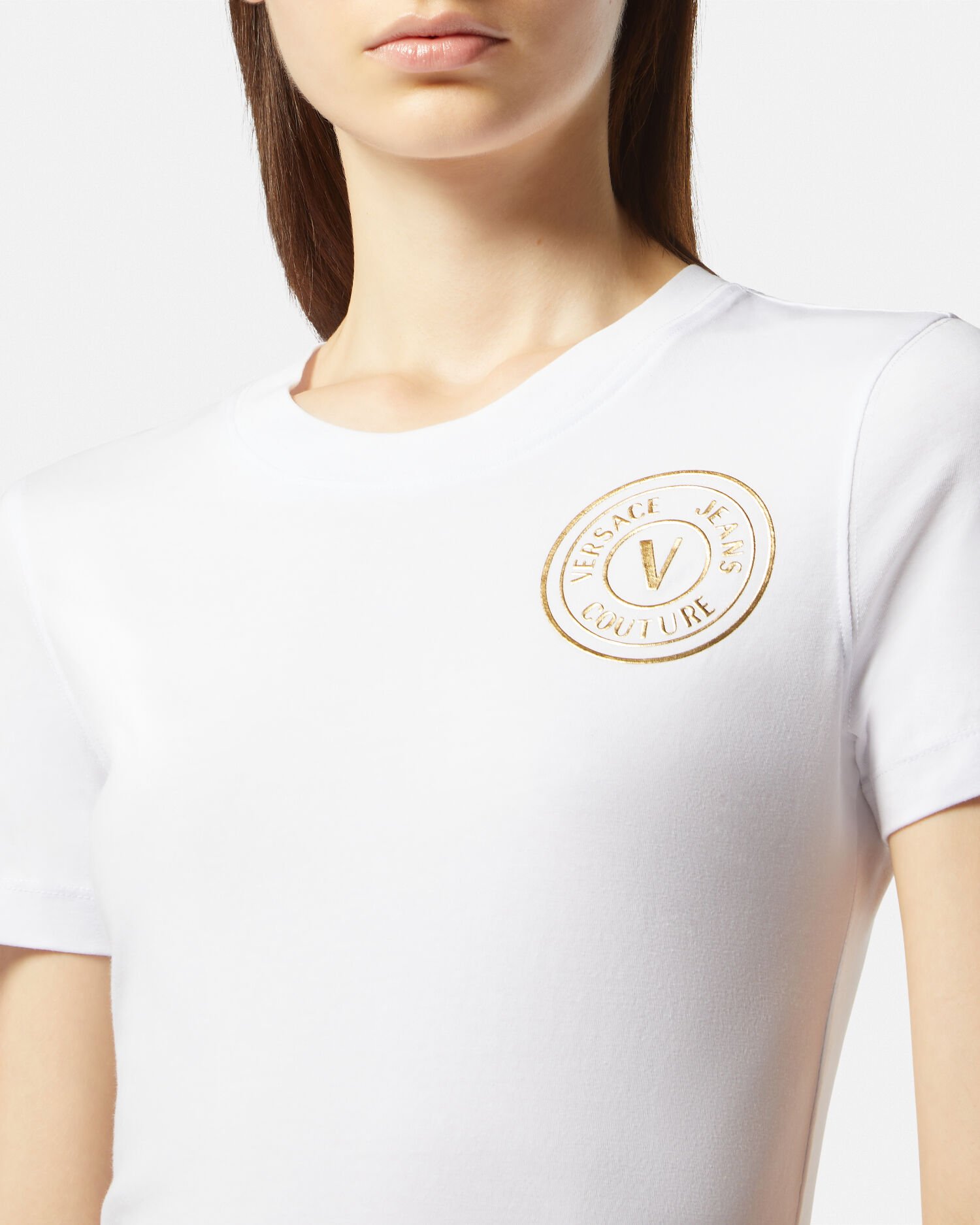 レターV エンブレム Tシャツ ホワイト,プリント | VERSACE JP