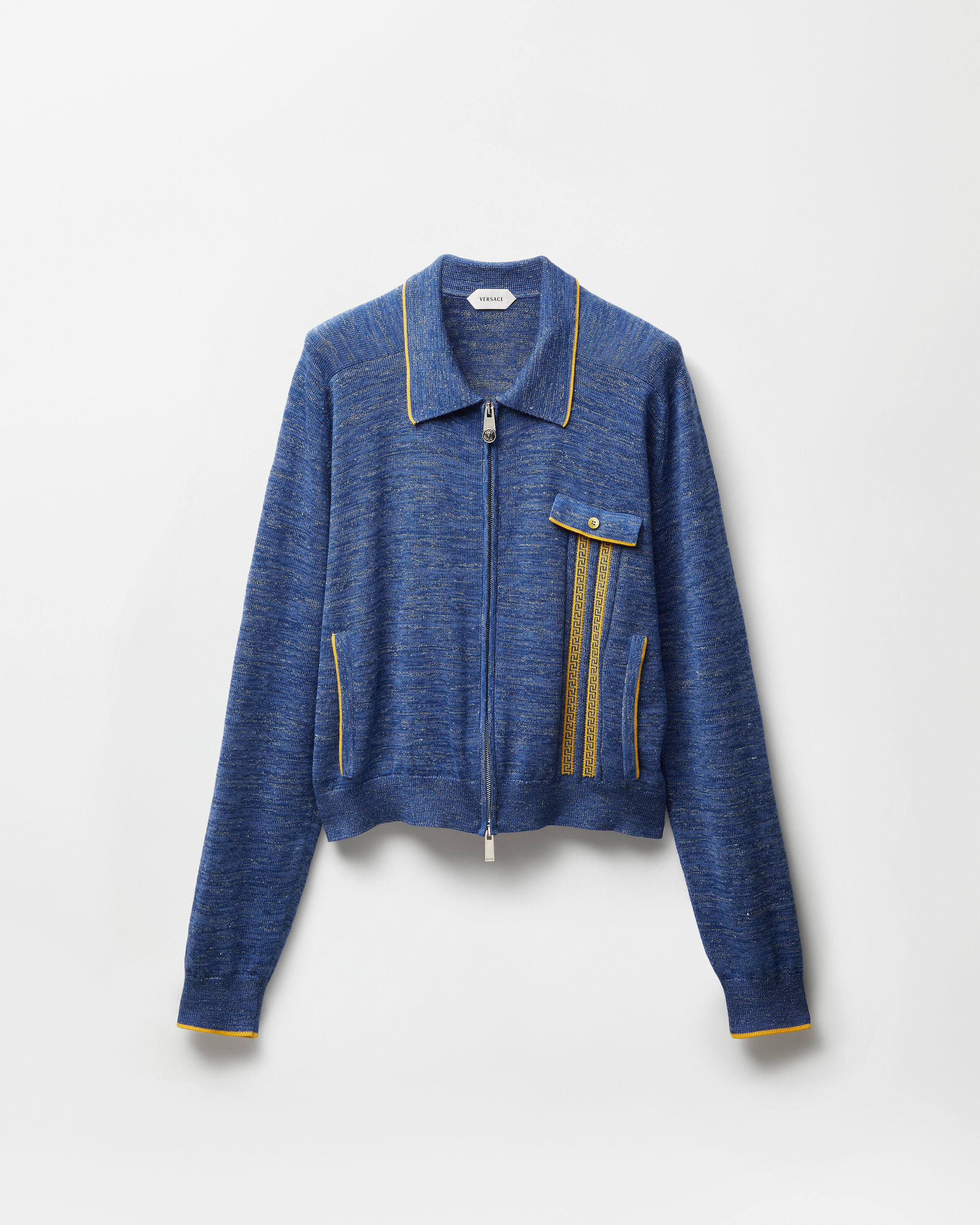 ムリネ ジャカード ニット ポロ ブラウン | VERSACE JP