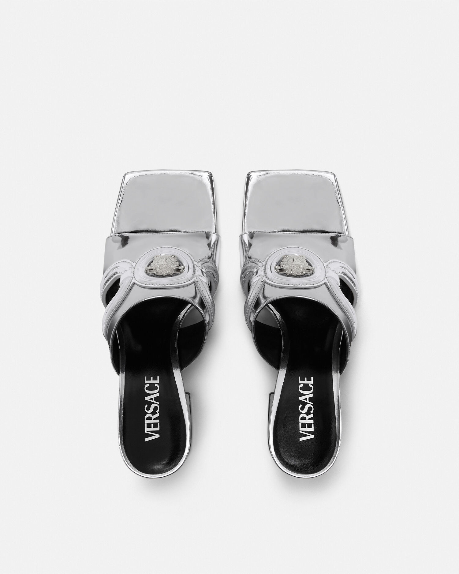 Versace メドゥーサ 95' レザーミュール サンダル メドゥーサ '95 レザー ウェッジ サンダル 120 mm ブラック