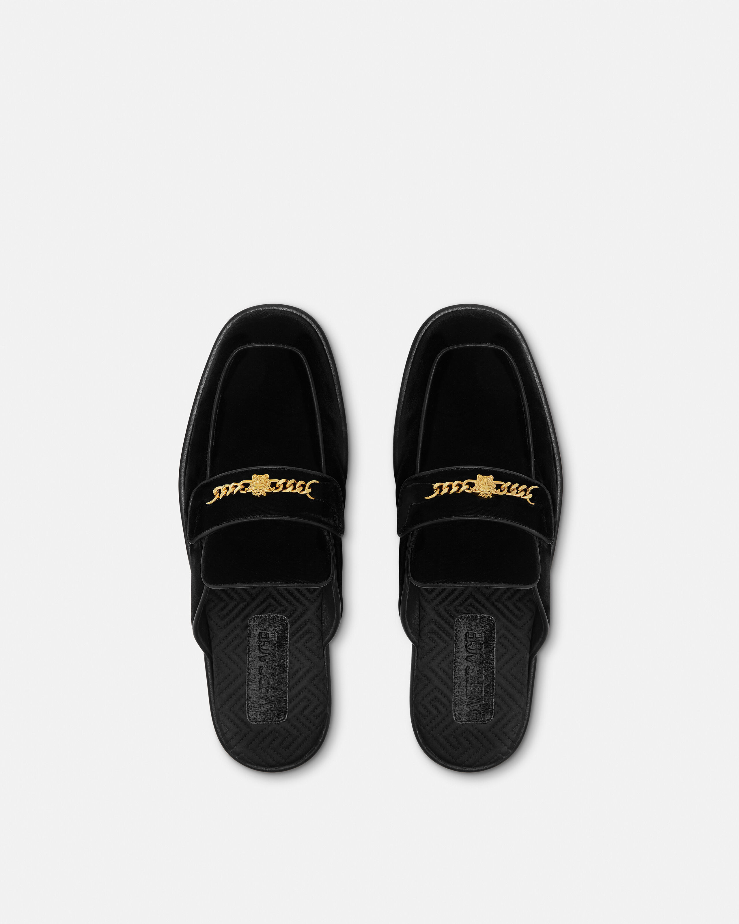 メドゥーサ ベルベット シューズ ブラック,ゴールド | VERSACE JP