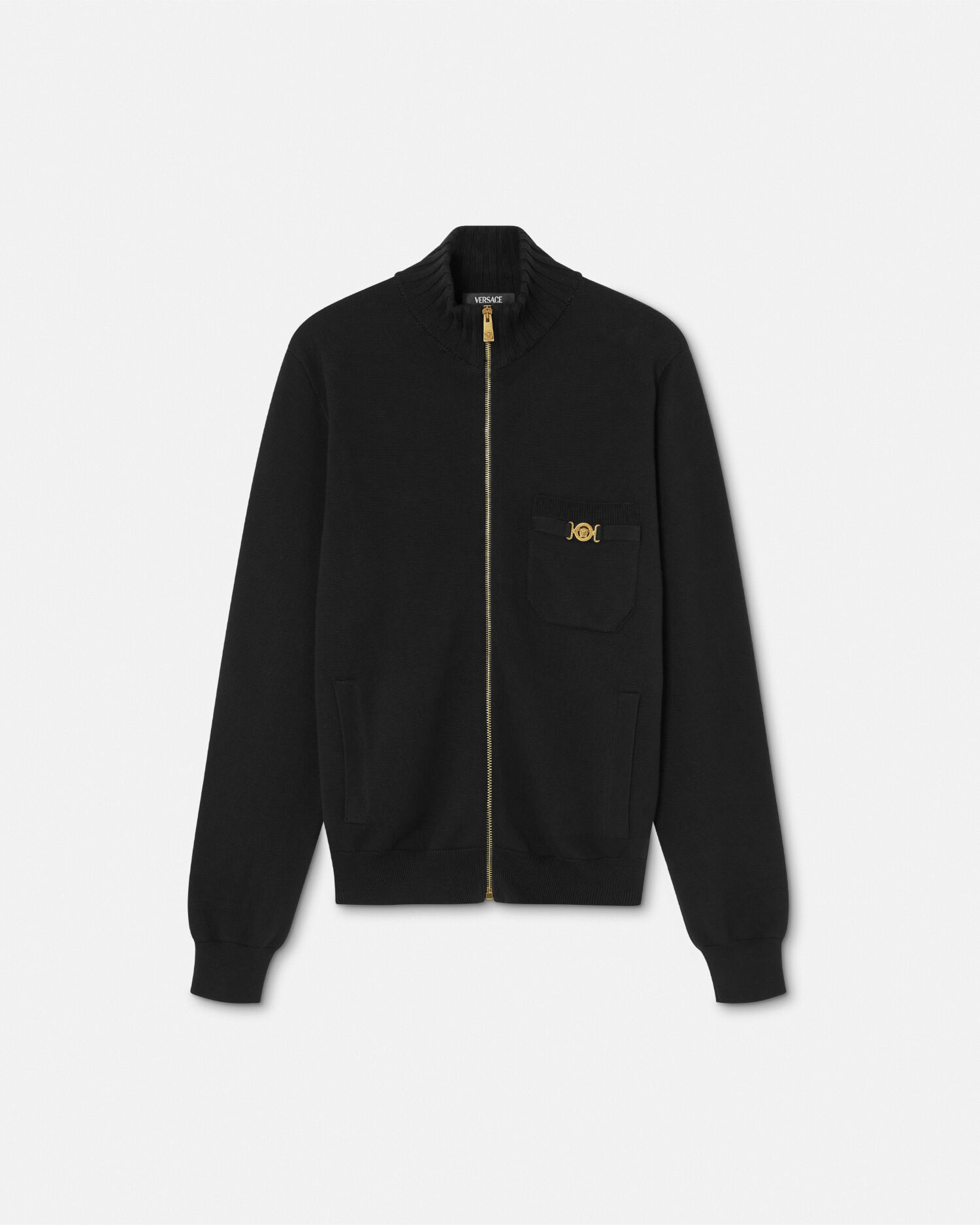 ヴェルサーチ　メドューサ　ジップアップニットジャケット　ブラック　48 ヴェルサーチメドューサジップアップニットジャケットブラック48