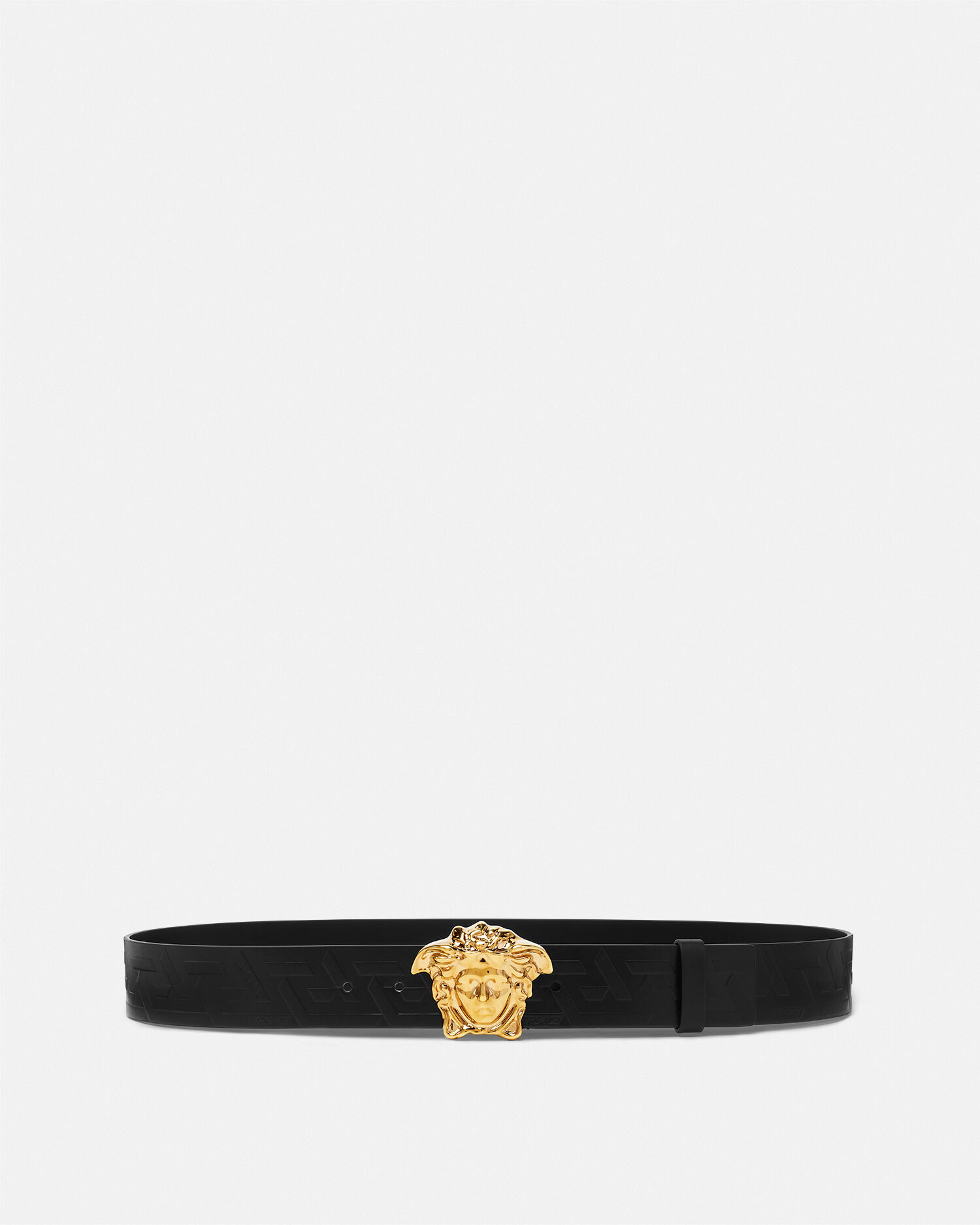 ラ メドゥーサ グレカ レザー ベルト ブラック,ゴールド | VERSACE JP