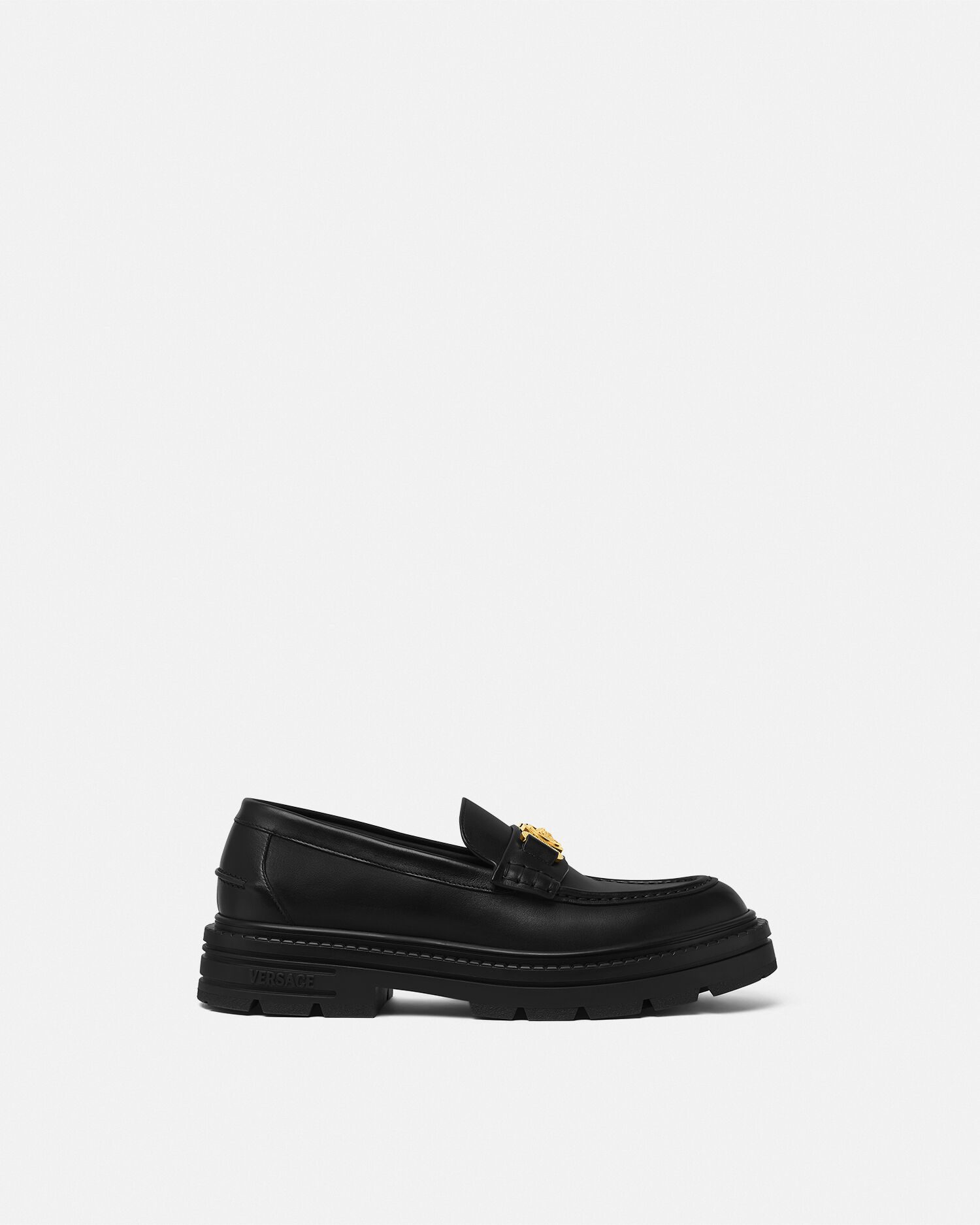 【美品】ブラックレザー ローファー VERSACE メドゥーサ '95 ローファー ブラック,ゴールド | VERSACE JP
