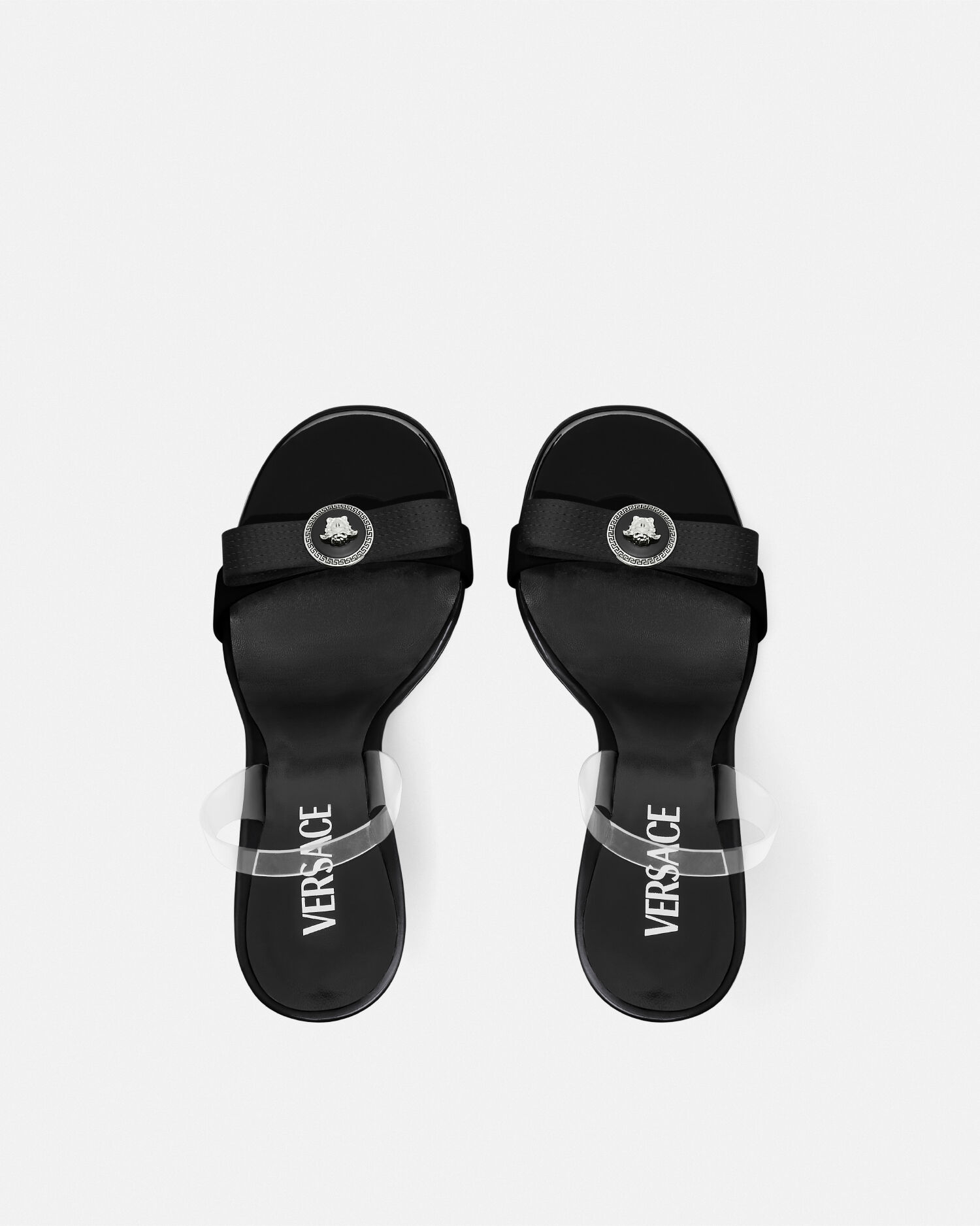 ジャンニ リボン スリングバック サンダル 110 mm ブラック | VERSACE JP
