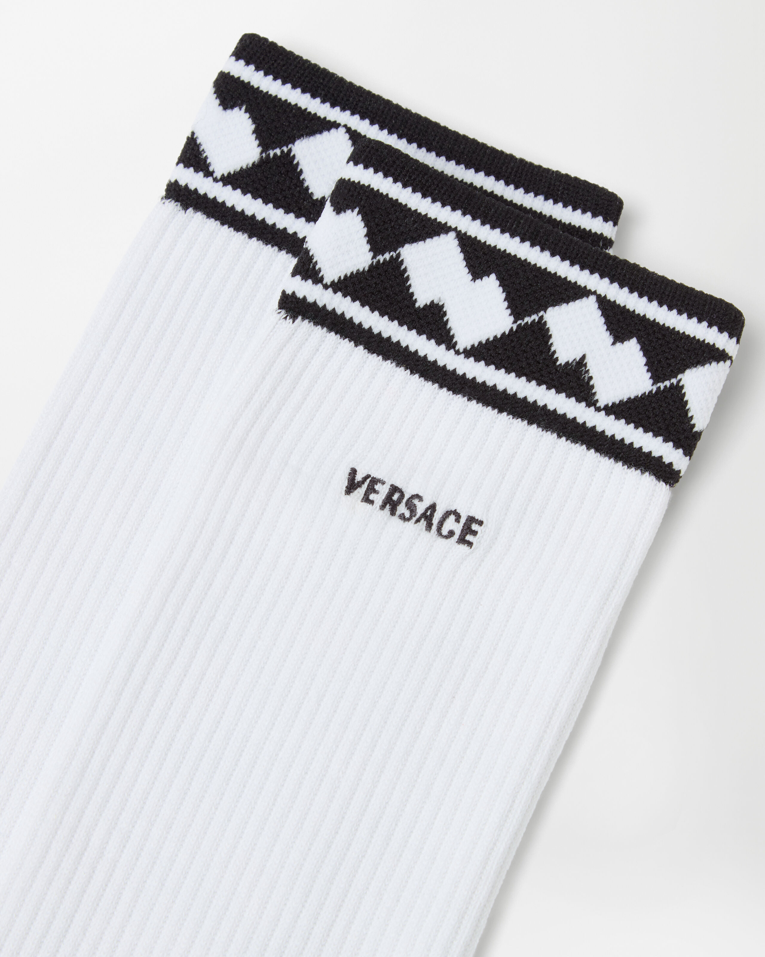 刺繍入り コットン リブ編み ソックス ホワイト | VERSACE JP