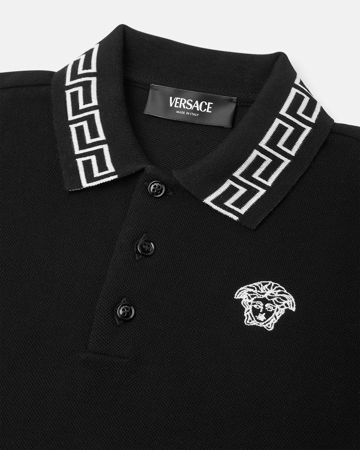 キッズ 刺繍入り コットンピケ ポロシャツ ブラック | VERSACE JP