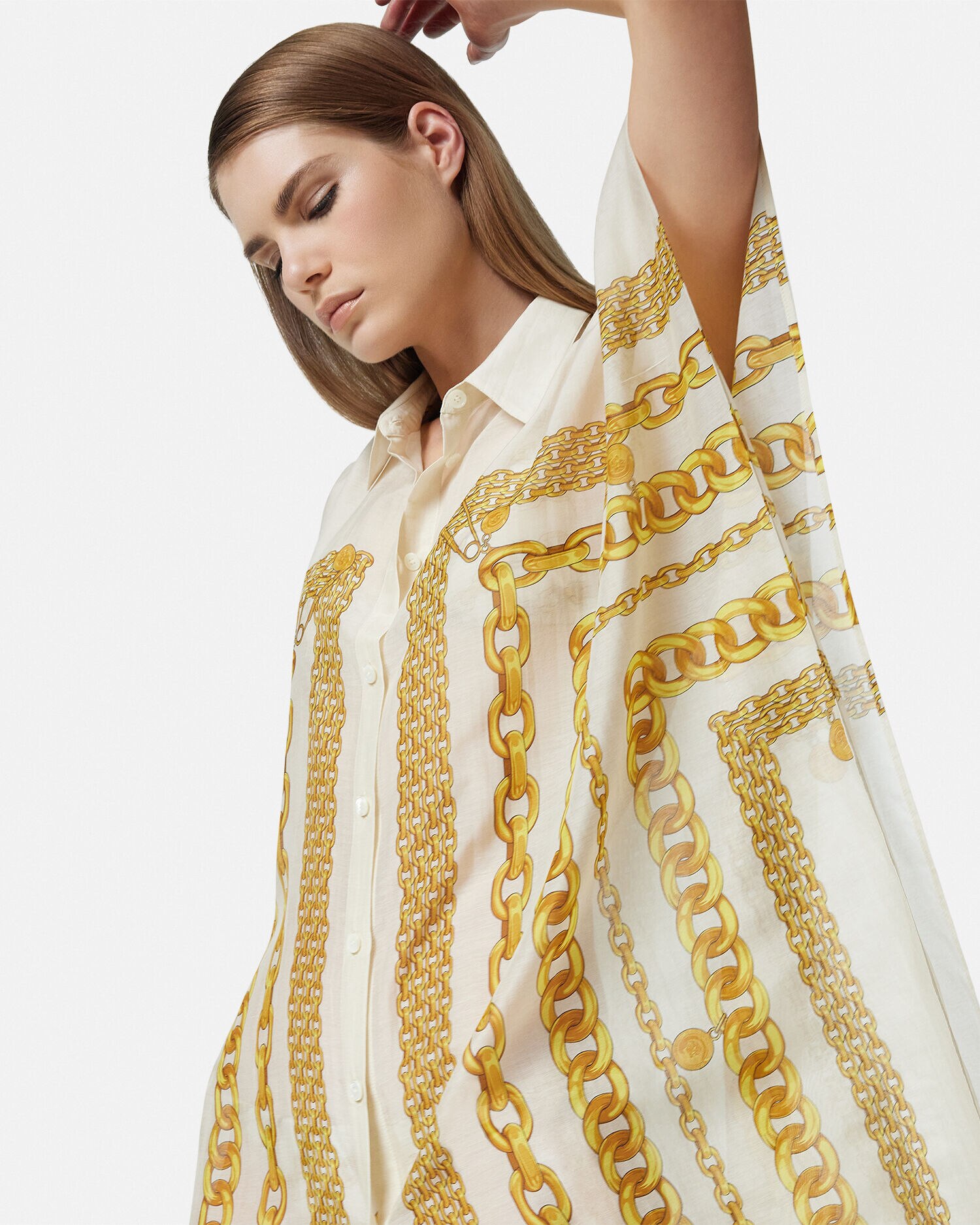 【Versace】Jersey カバーアップ シャツ ドレス カバーアップ バロッコ ブラック,プリント