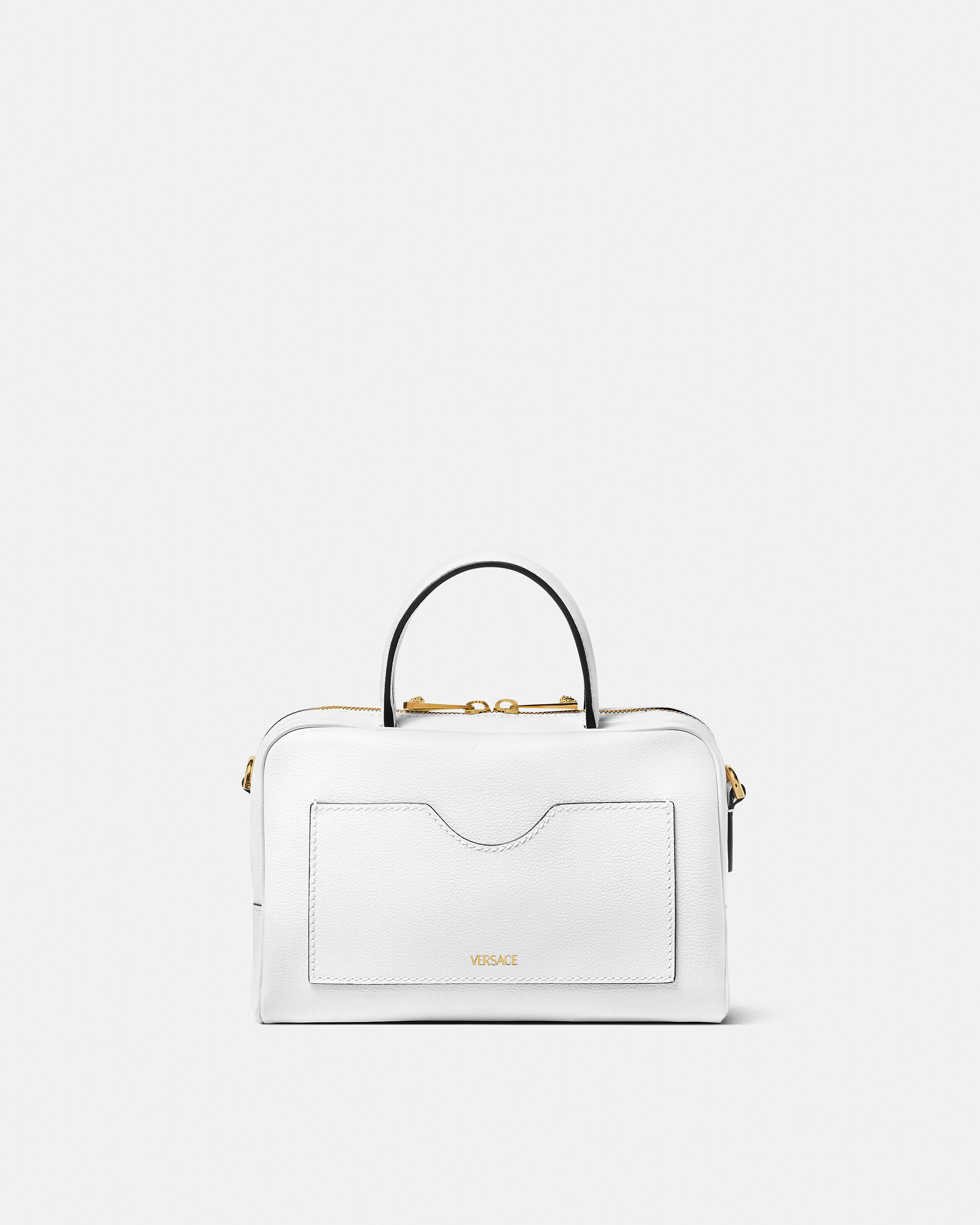 ラ メドゥーサ レザー ボストン バッグ ホワイト | VERSACE JP