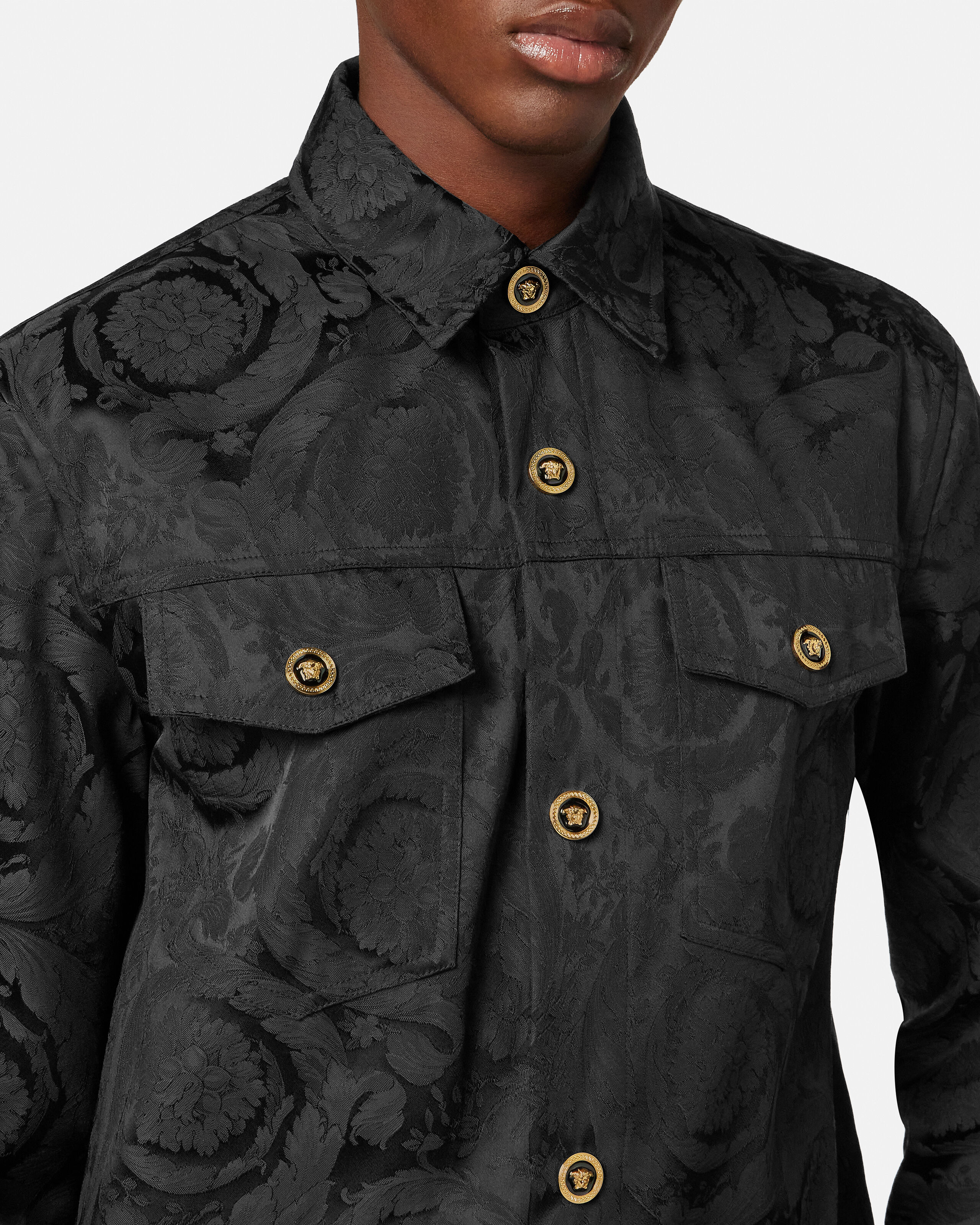 ジャカード コットン オーバーシャツ ブラック | VERSACE JP