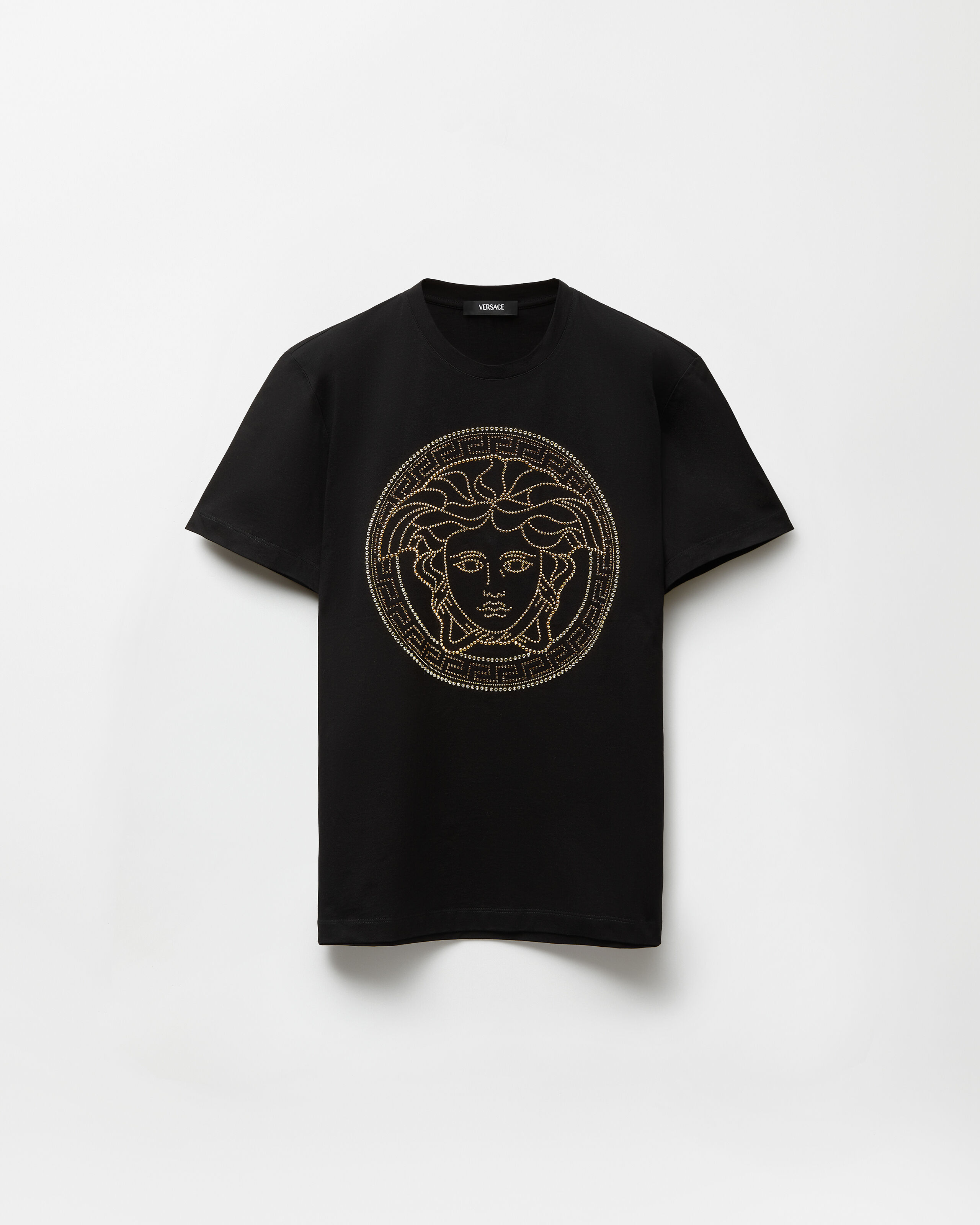 装飾付き コットンジャージー Tシャツ ブラック | VERSACE JP