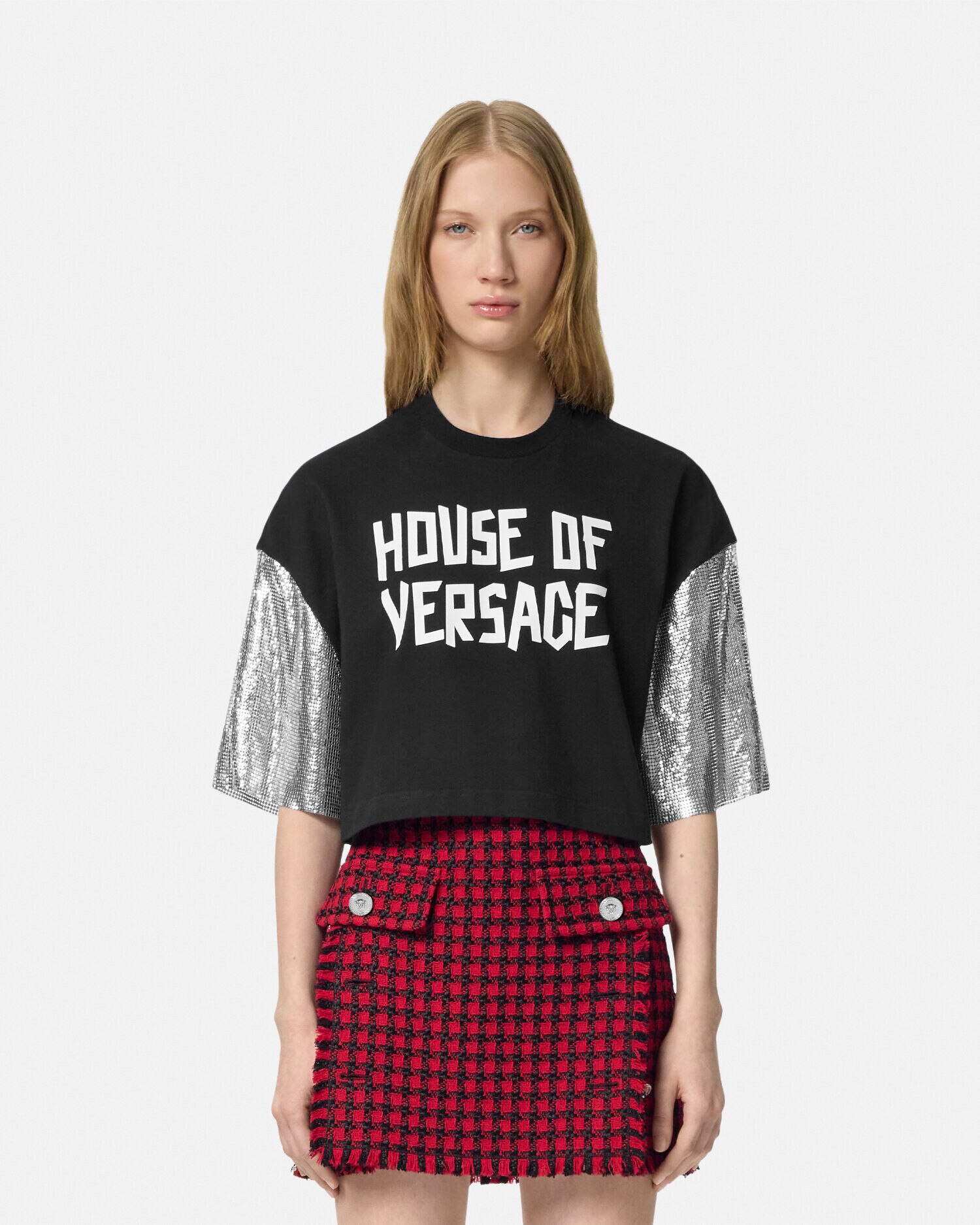 メタル メッシュ クロップド Tシャツ ハウス オブ ヴェルサーチェ | VERSACE JP