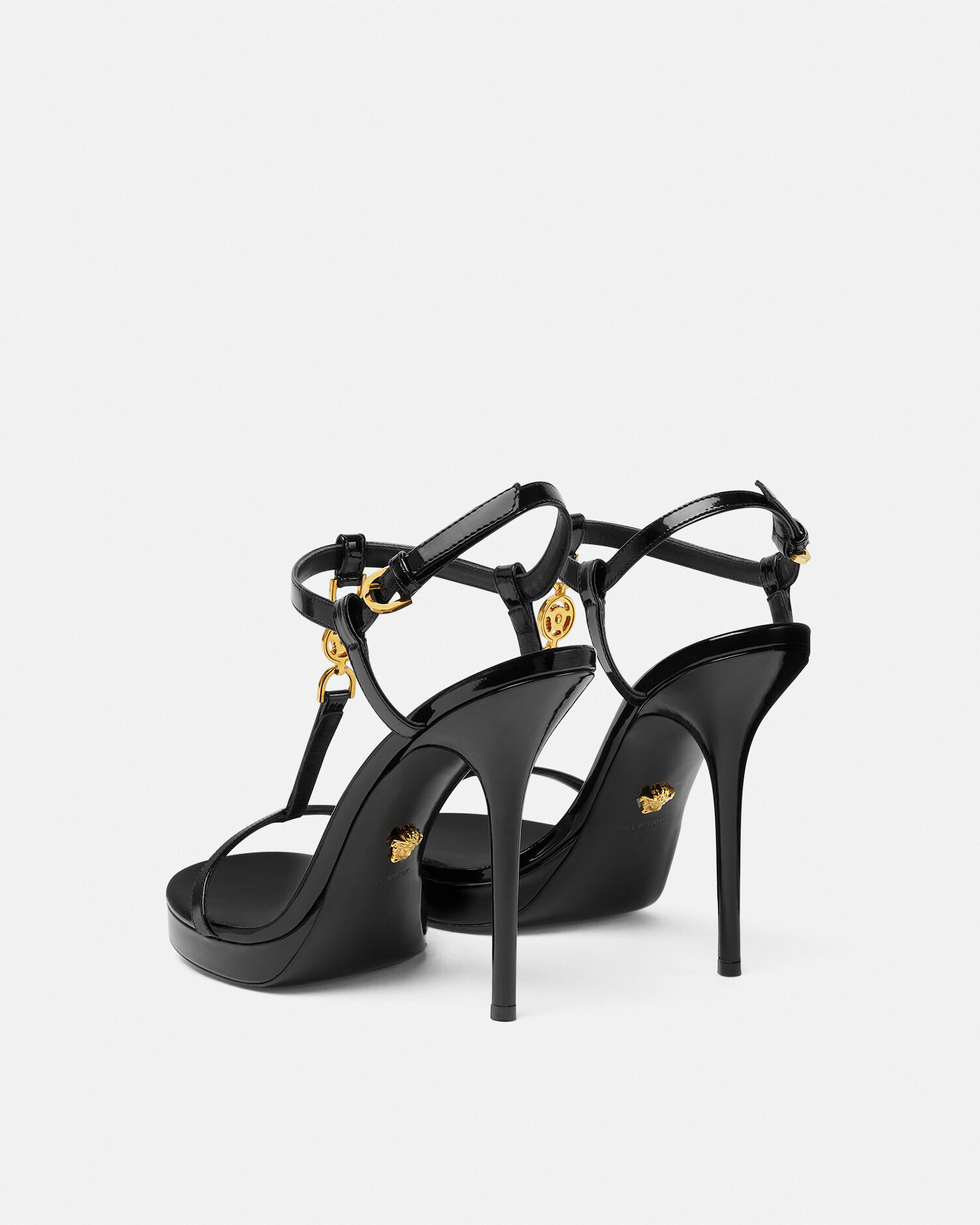 メドゥーサ '95 パテント サンダル 115 mm ブラック,ゴールド | VERSACE JP