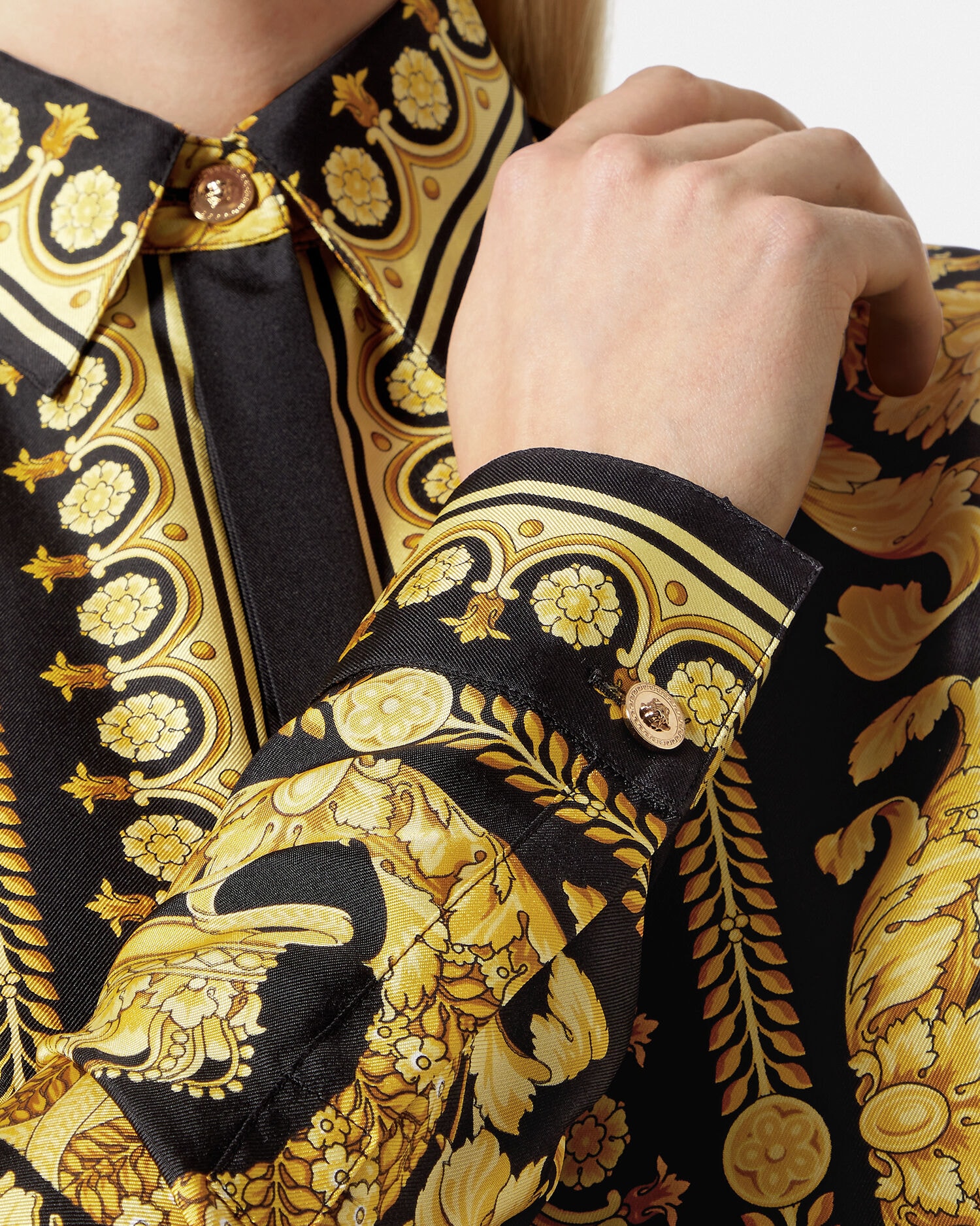 プリント シルク シャツ ブラック,プリント | VERSACE JP