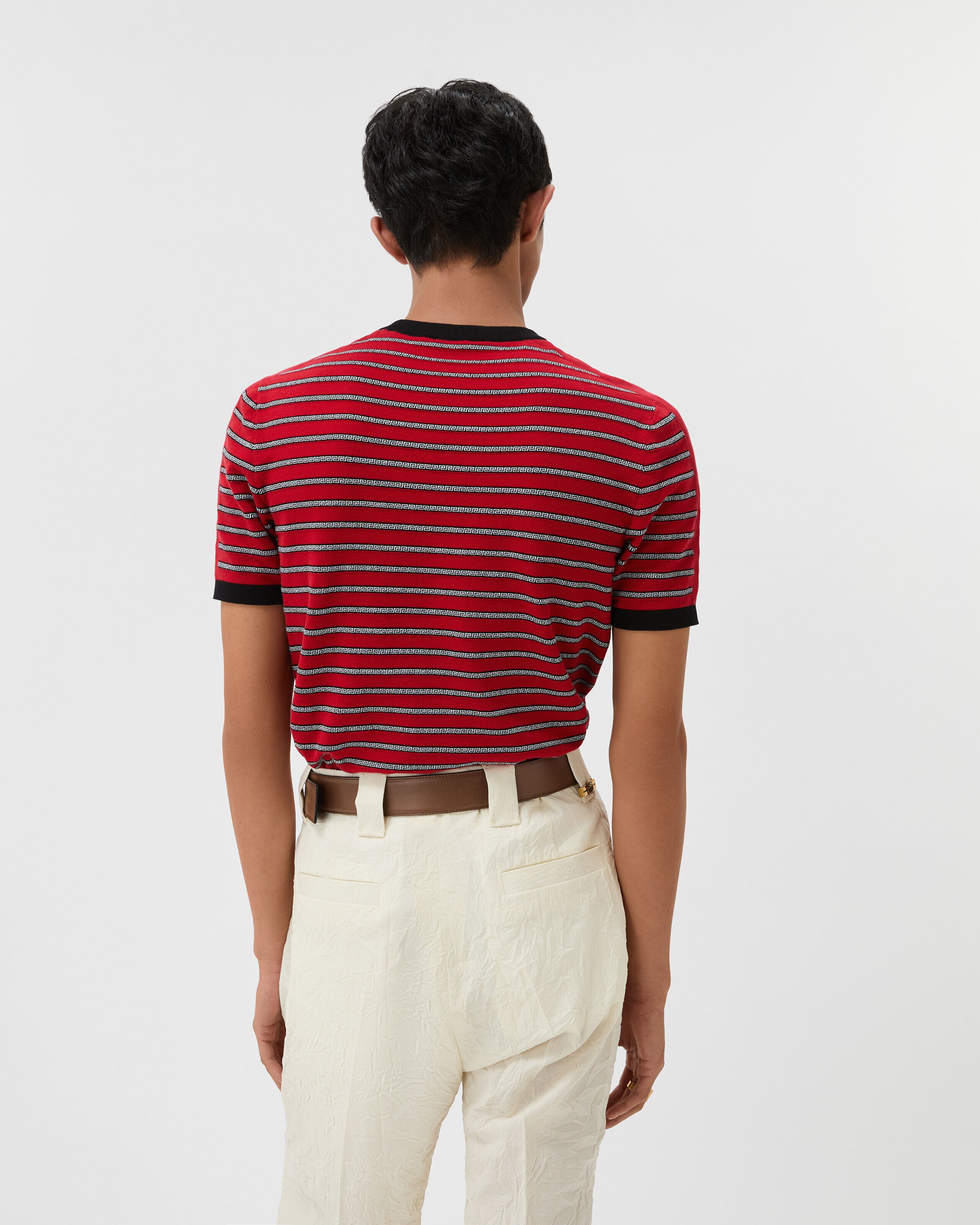A.VERSACE レッド Tシャツ パンツセット/LL ジャカード コットンブレンド ニット Tシャツ レッド | VERSACE JP