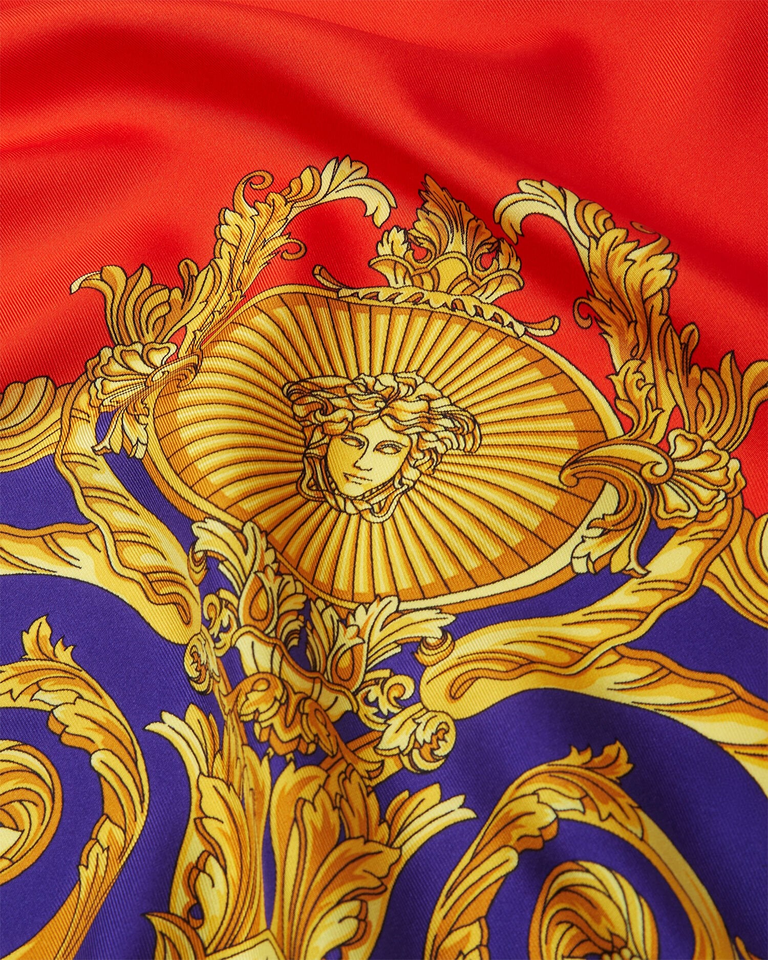 ラージ シルク スカーフ 90 cm チーター バロッコ レッド,ゴールド