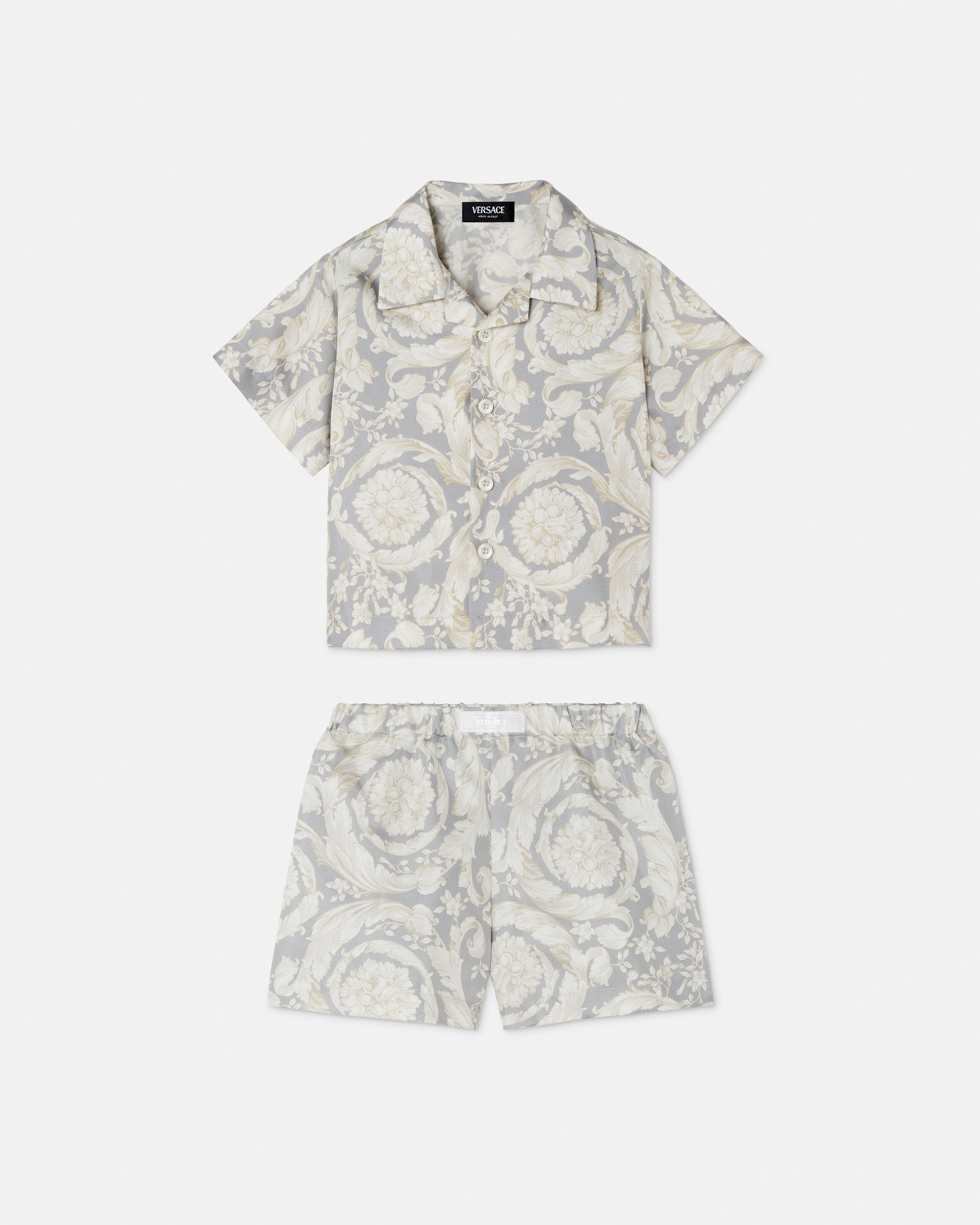 ベビー プリント シルク ツイル シャツ セット グレー | VERSACE JP