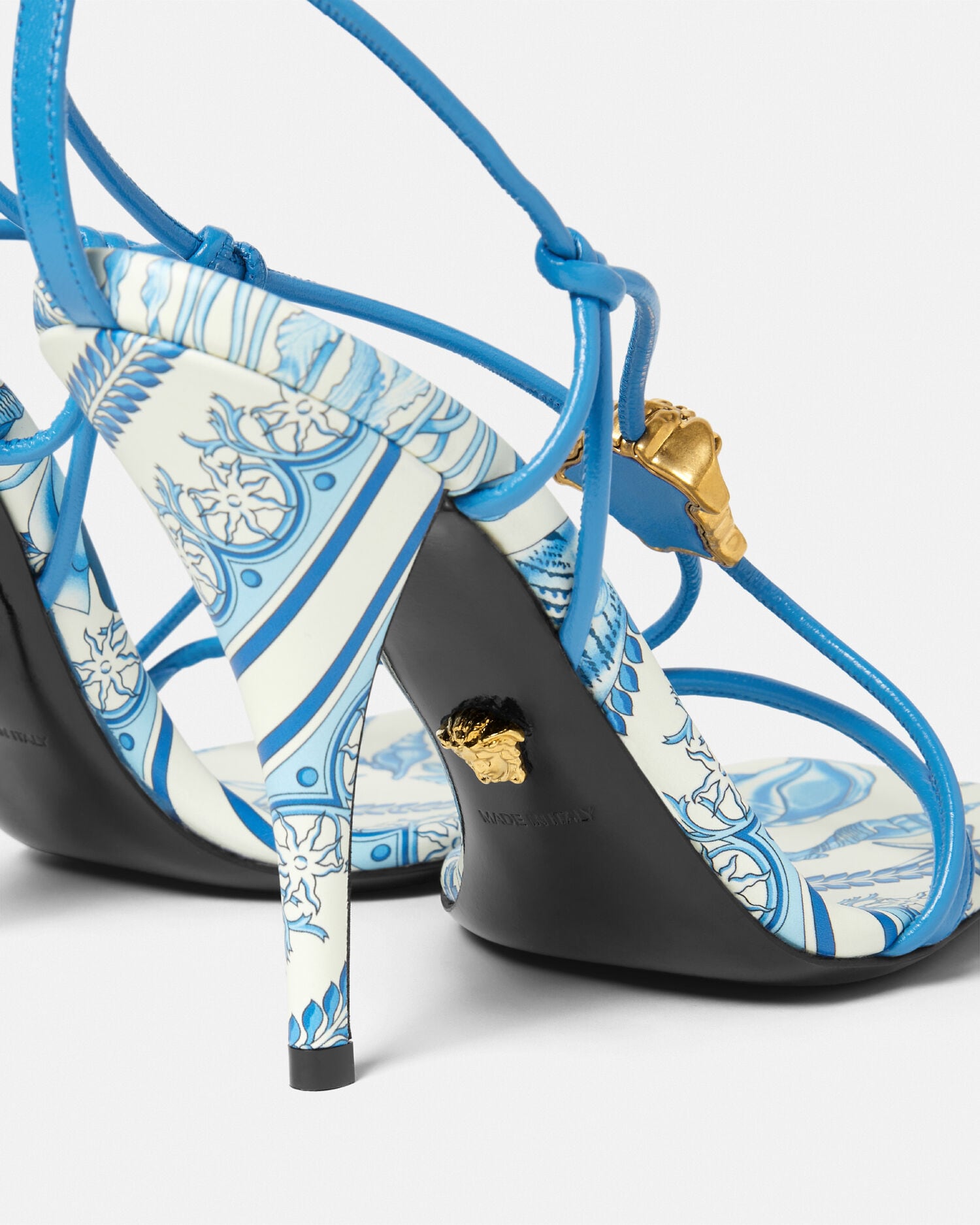 VERSACE ハイヒールサンダル 青 緑 36.5