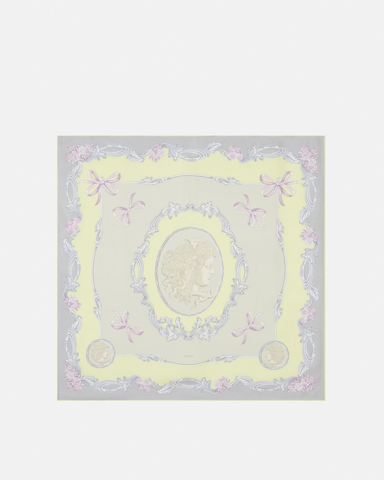 希少】GIANNI VERSACE ストール スカーフ グレー フラワー