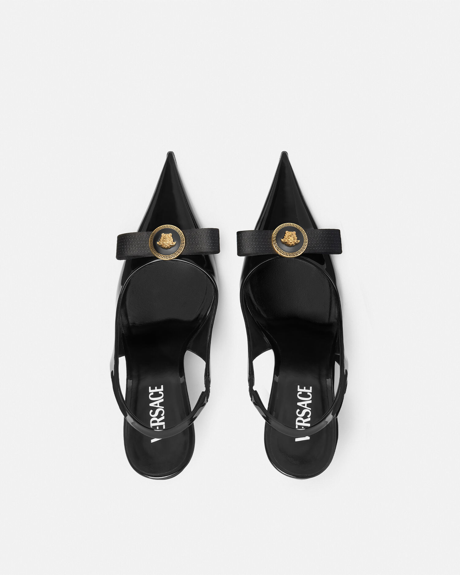 ジャンニ リボン パテント スリングバック 110 mm ブラック,ゴールド