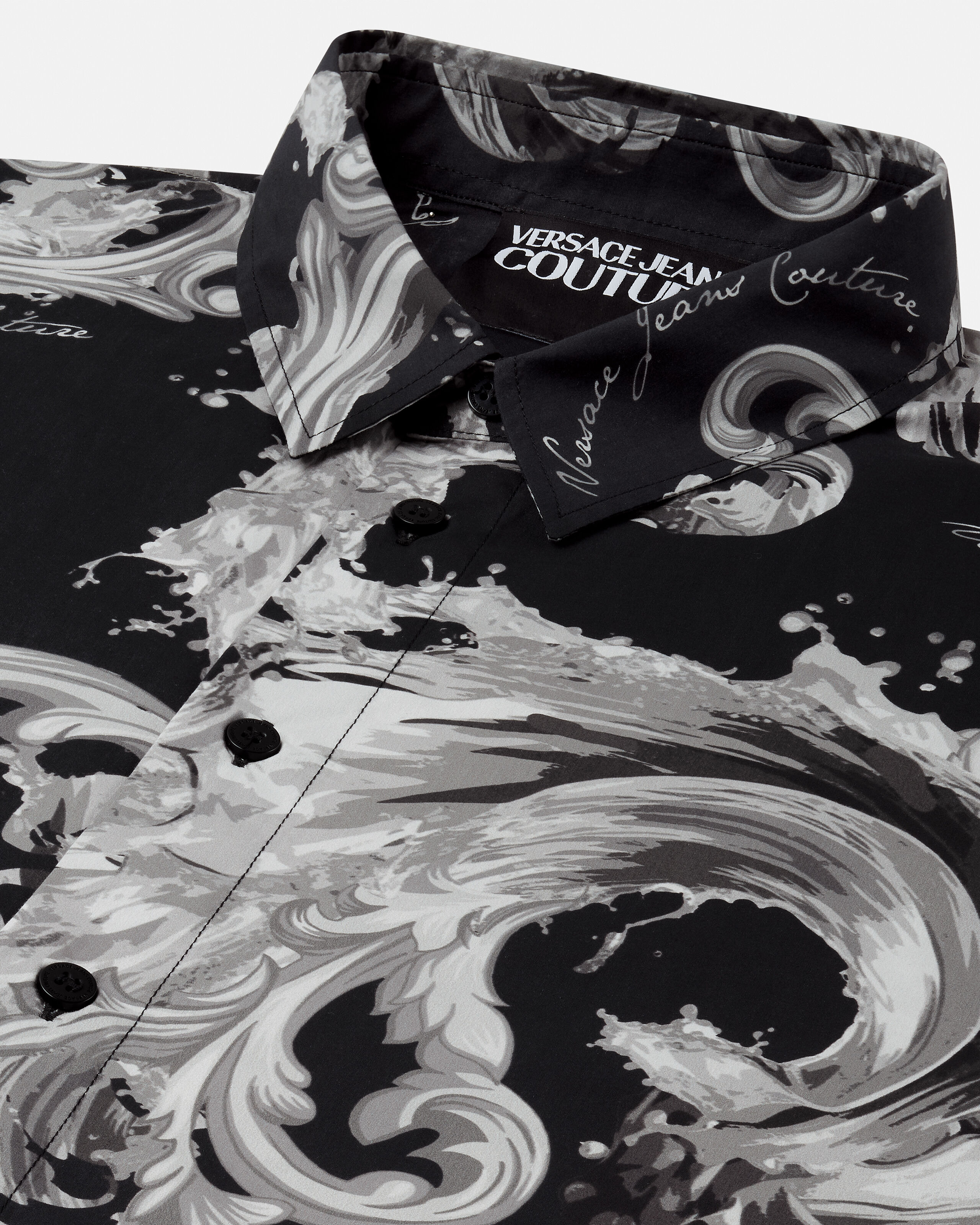 プリント コットンポプリン シャツ ブラック,グレー | VERSACE JP